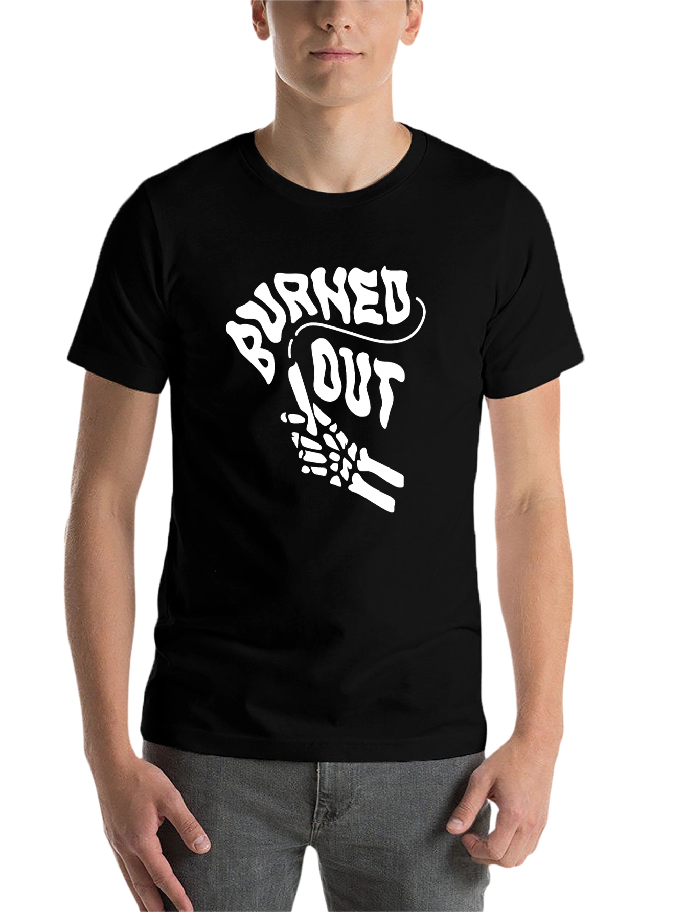 Black Burned Out Skeleton Hand Graphic Tee - Black view 7