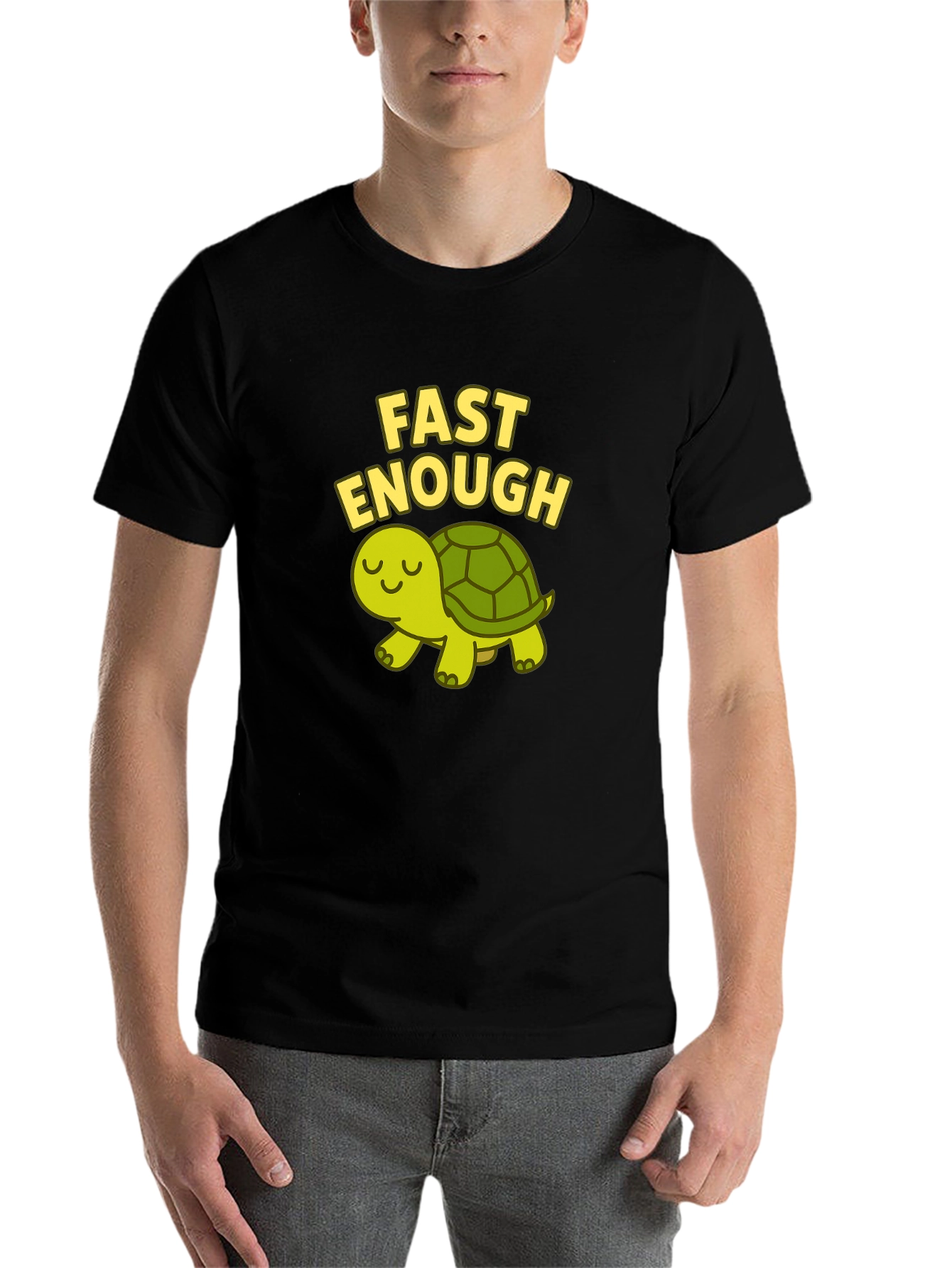 Black Fast Enough Turtle T-Shirt - Cute and Funny! view 7