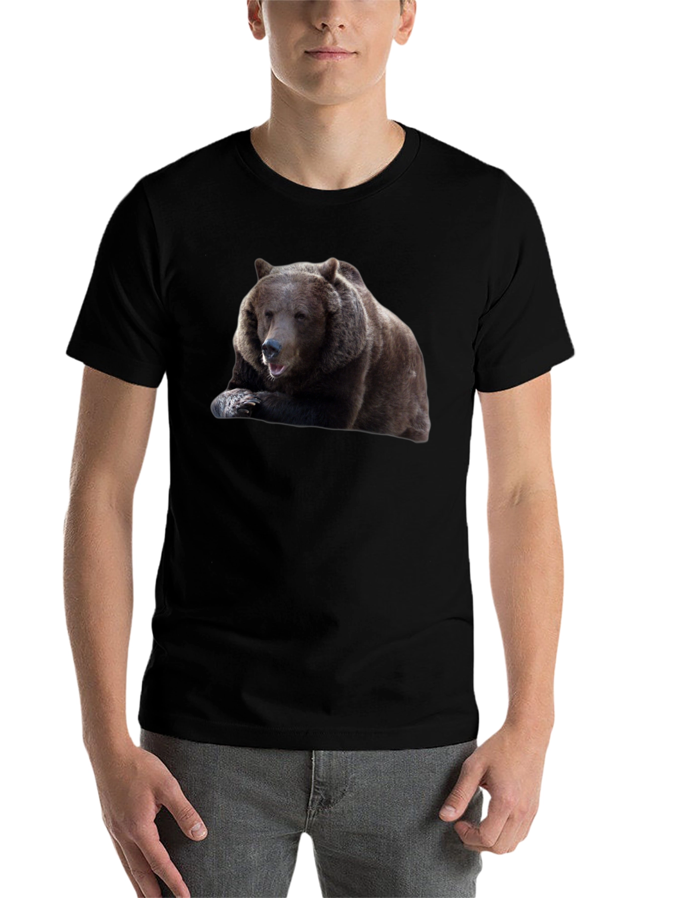 Black Bear Graphic Tee - Men's Black Cotton T-Shirt view 7