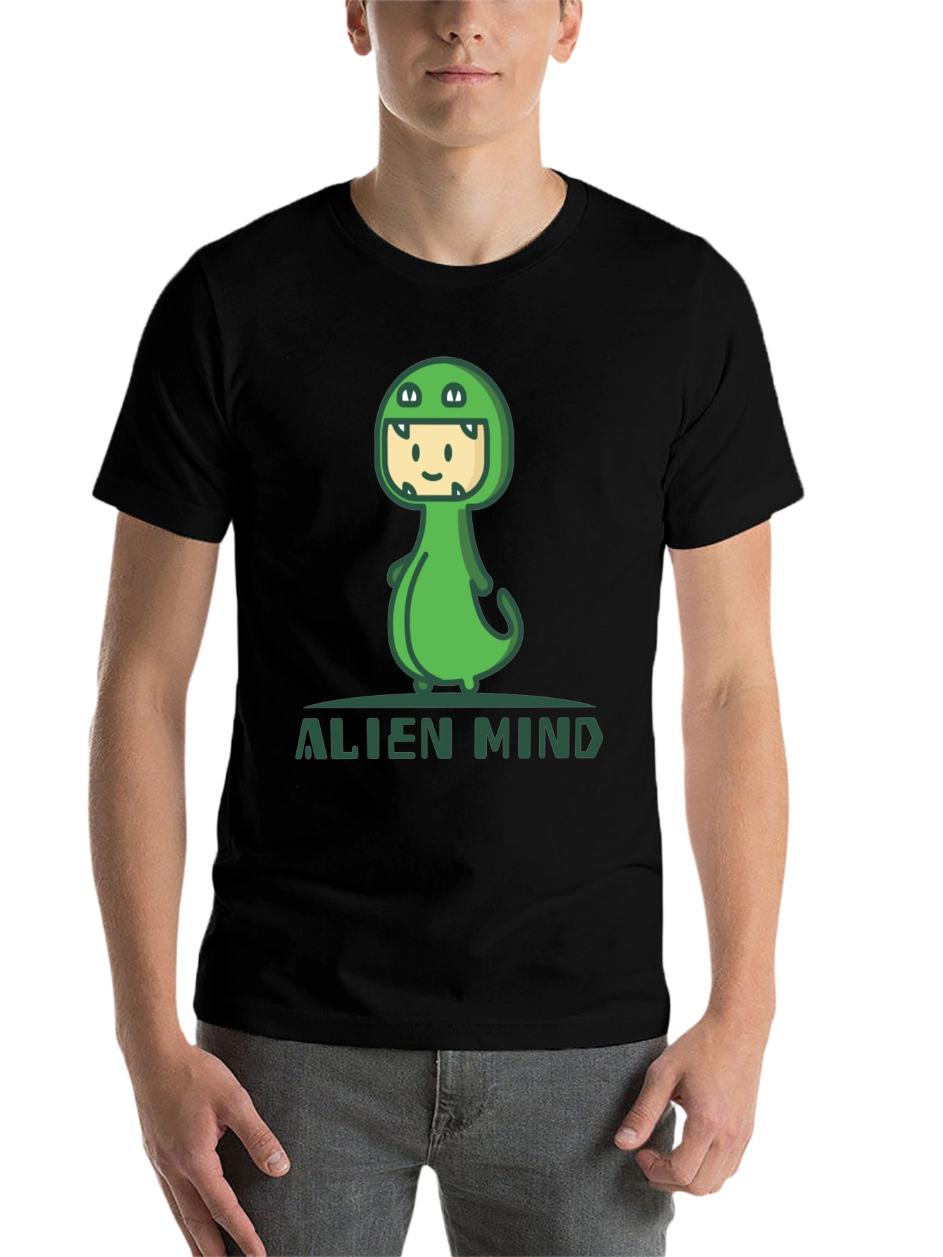 Black Alien Mind Dino Costume Graphic Tee view 7