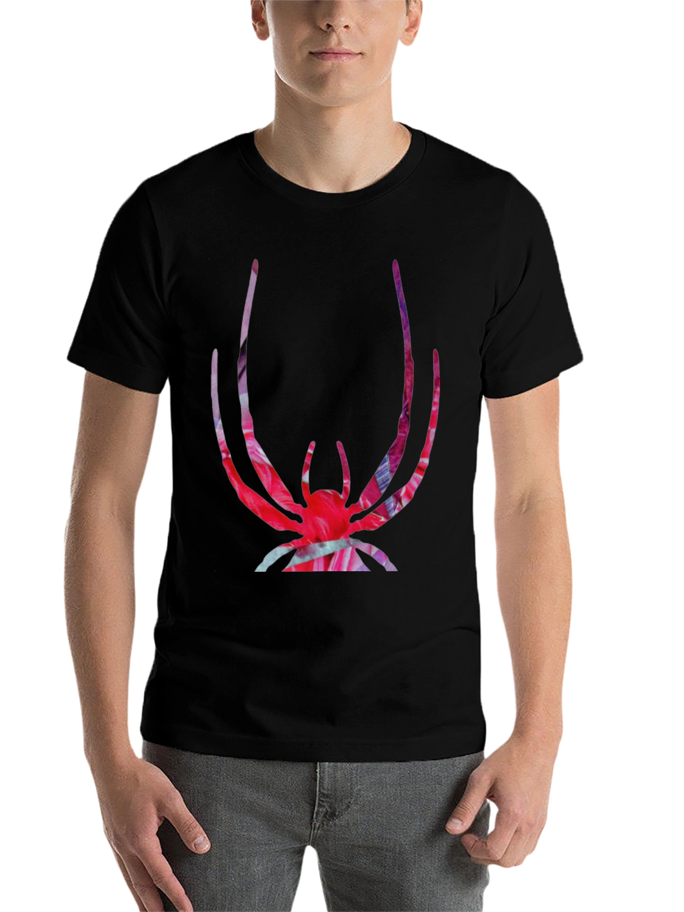 Black Bold Spider Graphic Tee - Vivid Print on Black view 7