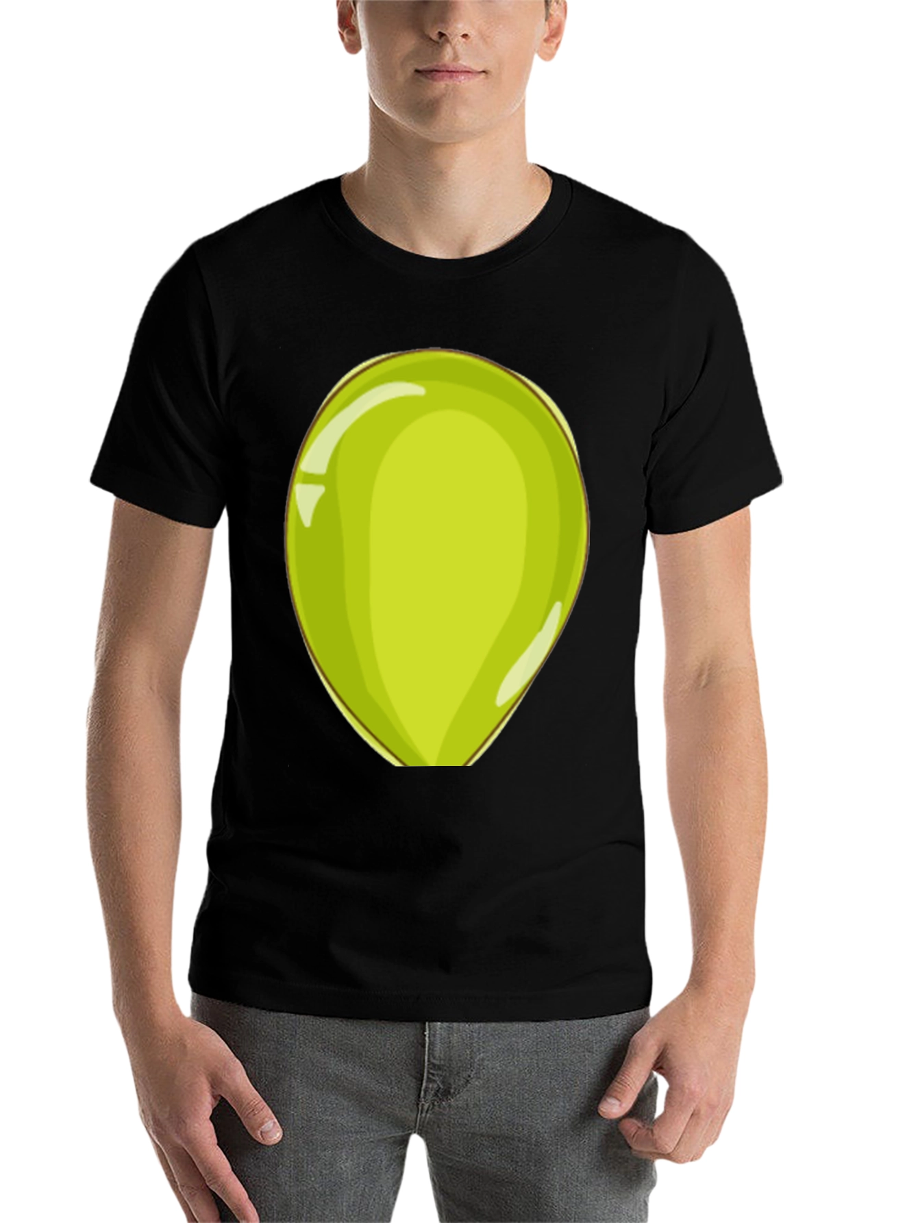 Black Fun Cartoon Green Egg Men's T-Shirt view 7