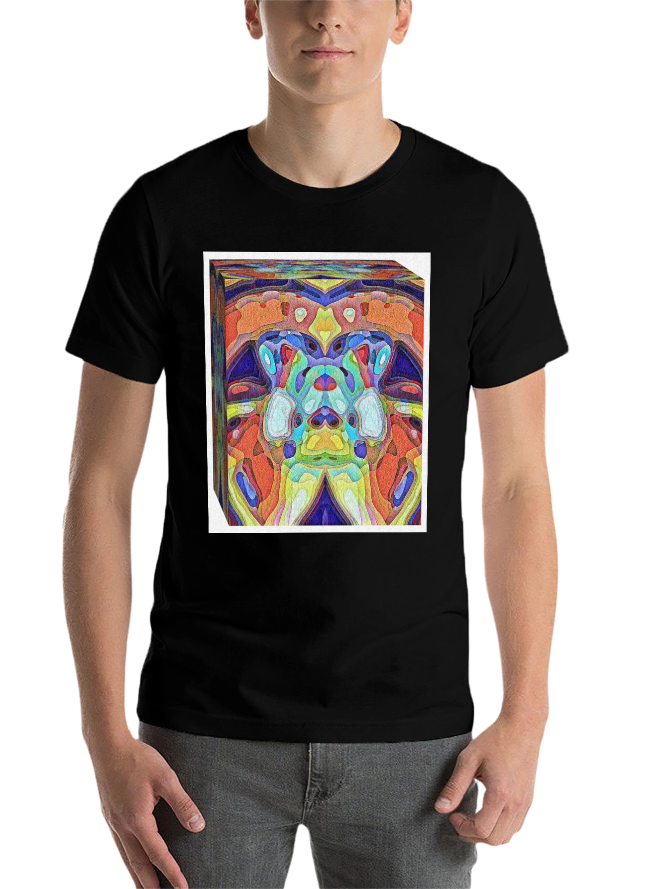 Black Abstract Art Print Tee - Vivid & Unique Design view 7