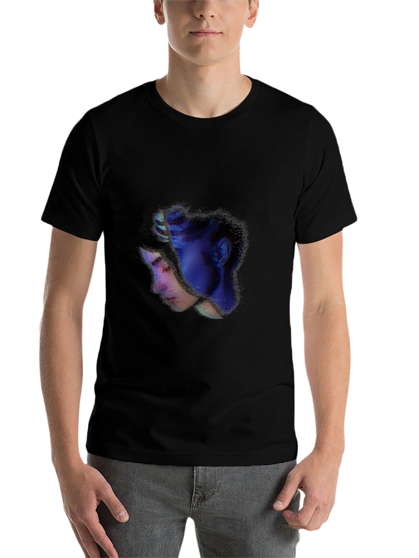 Black Abstract Portrait Black Tee view 7
