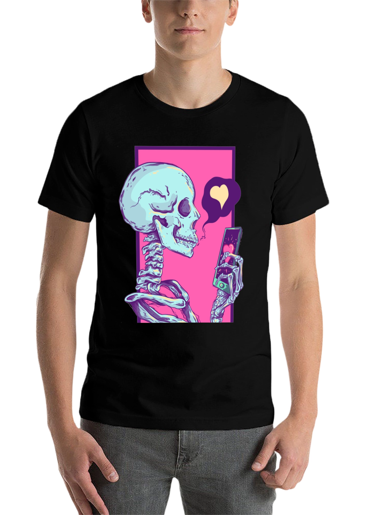 Black Trendy Skeleton Graphic T-Shirt view 7