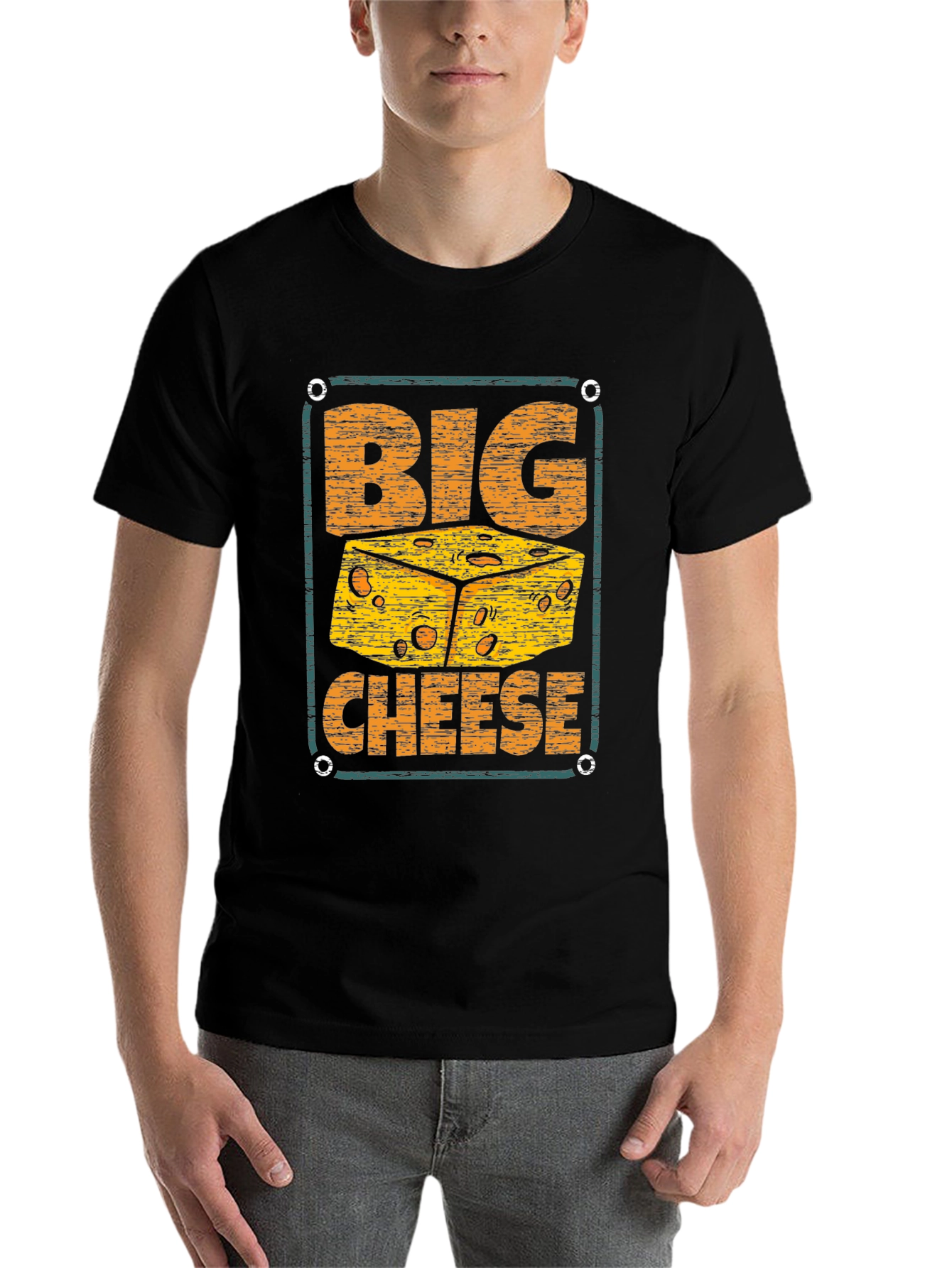 Black Big Cheese Graphic T-Shirt - Novelty Tee view 7
