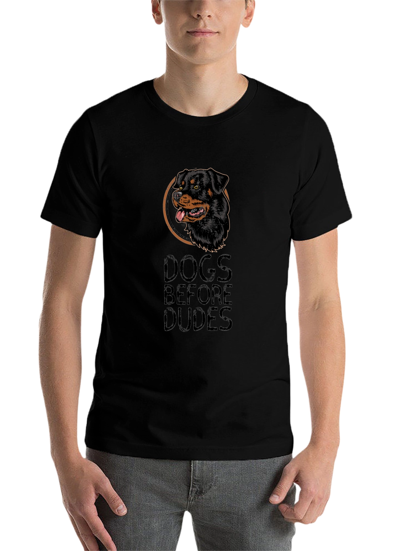 Dogs Before Dudes Black Graphic Tee - 7