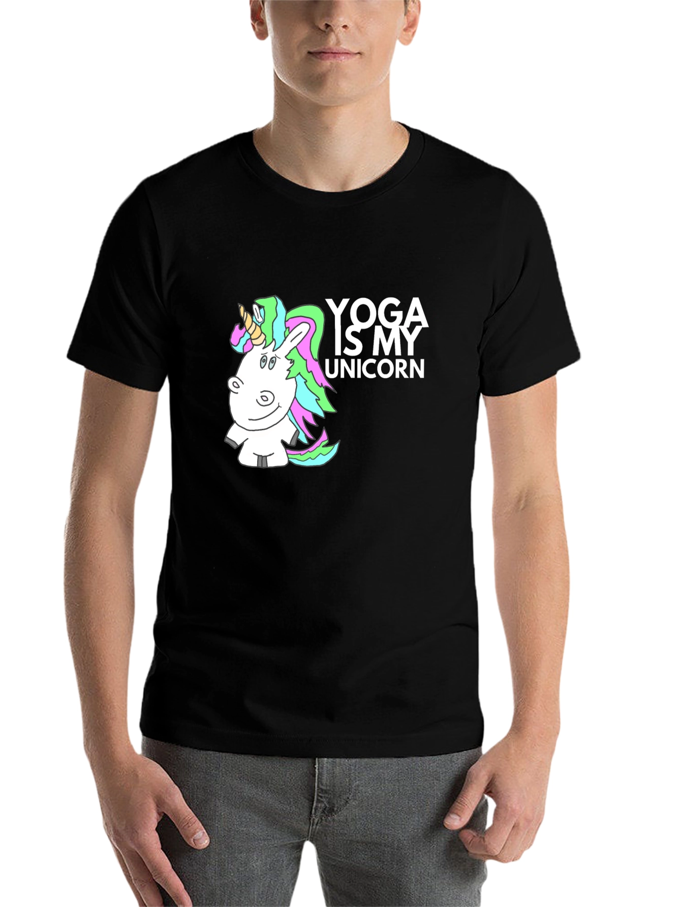 Black Yoga is My Unicorn Graphic T-Shirt view 7