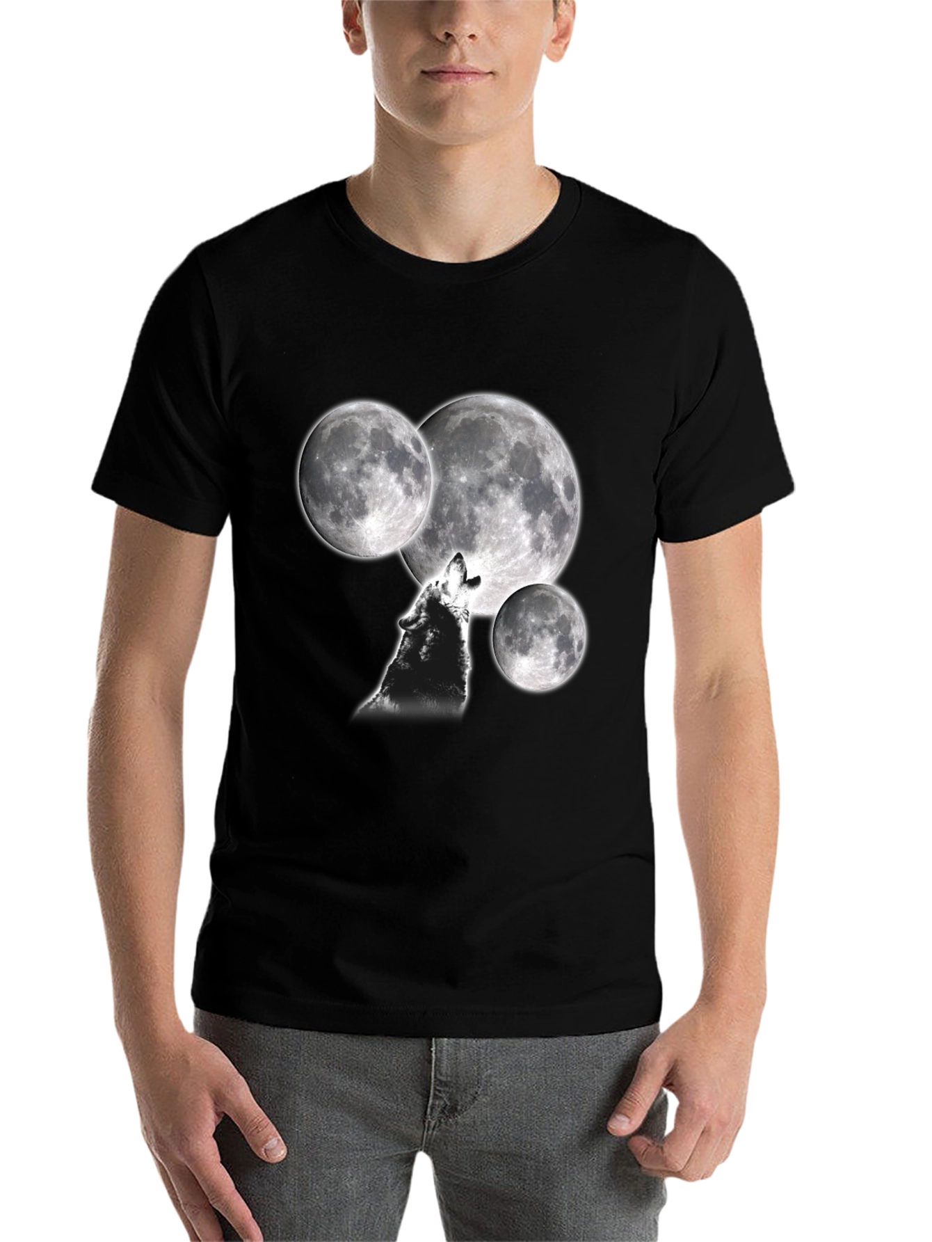 Black Wolf Moon T-Shirt - Black view 7