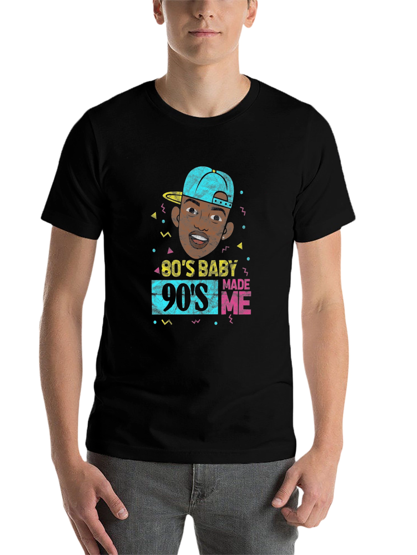 Black 80's Baby, 90's Made Me Black Graphic Tee view 7