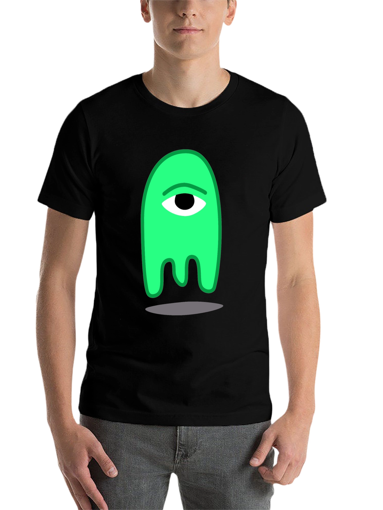 Black One-Eyed Green Monster Graphic Tee view 7