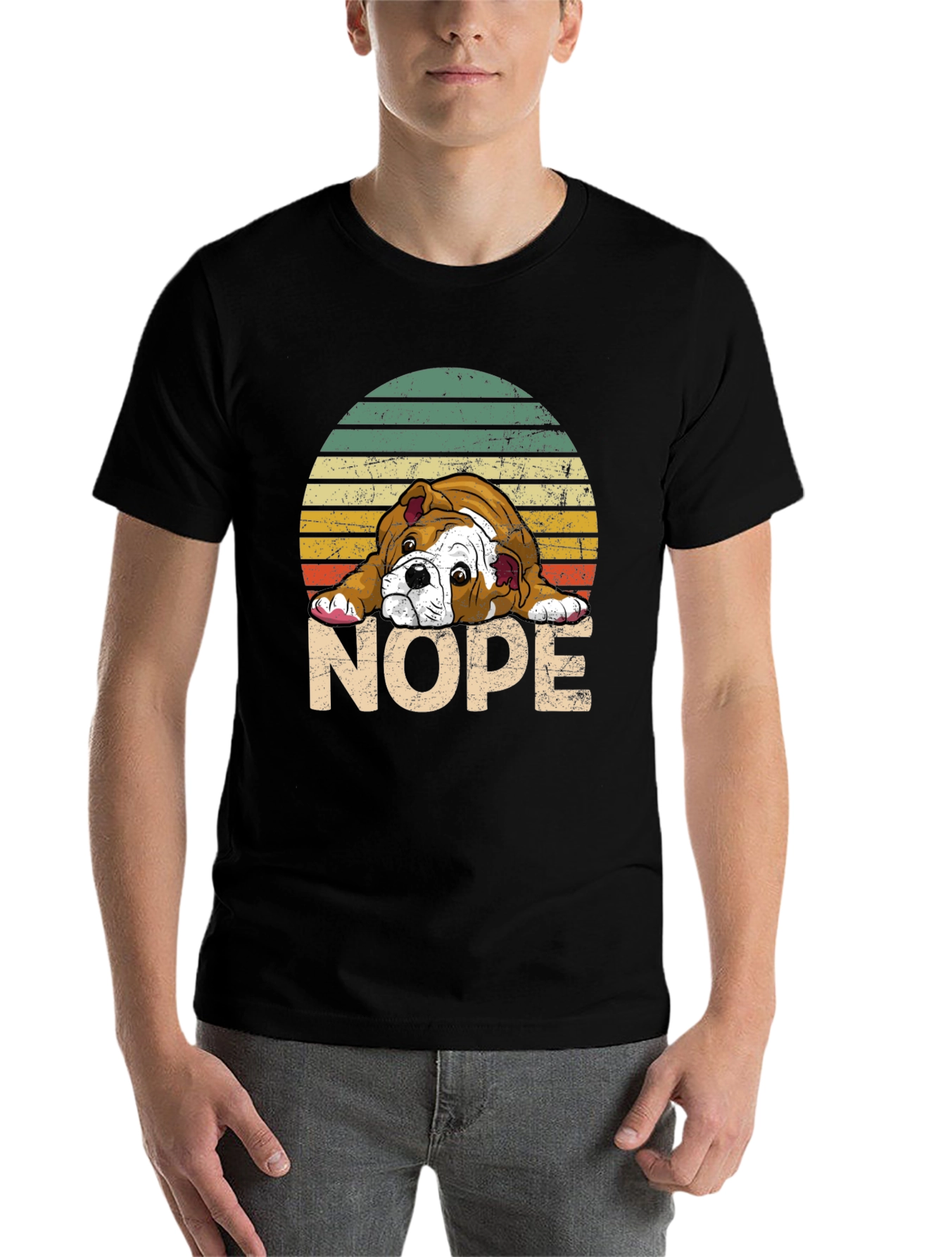 Black Bulldog NOPE T-Shirt - Funny Dog Lover Tee view 7