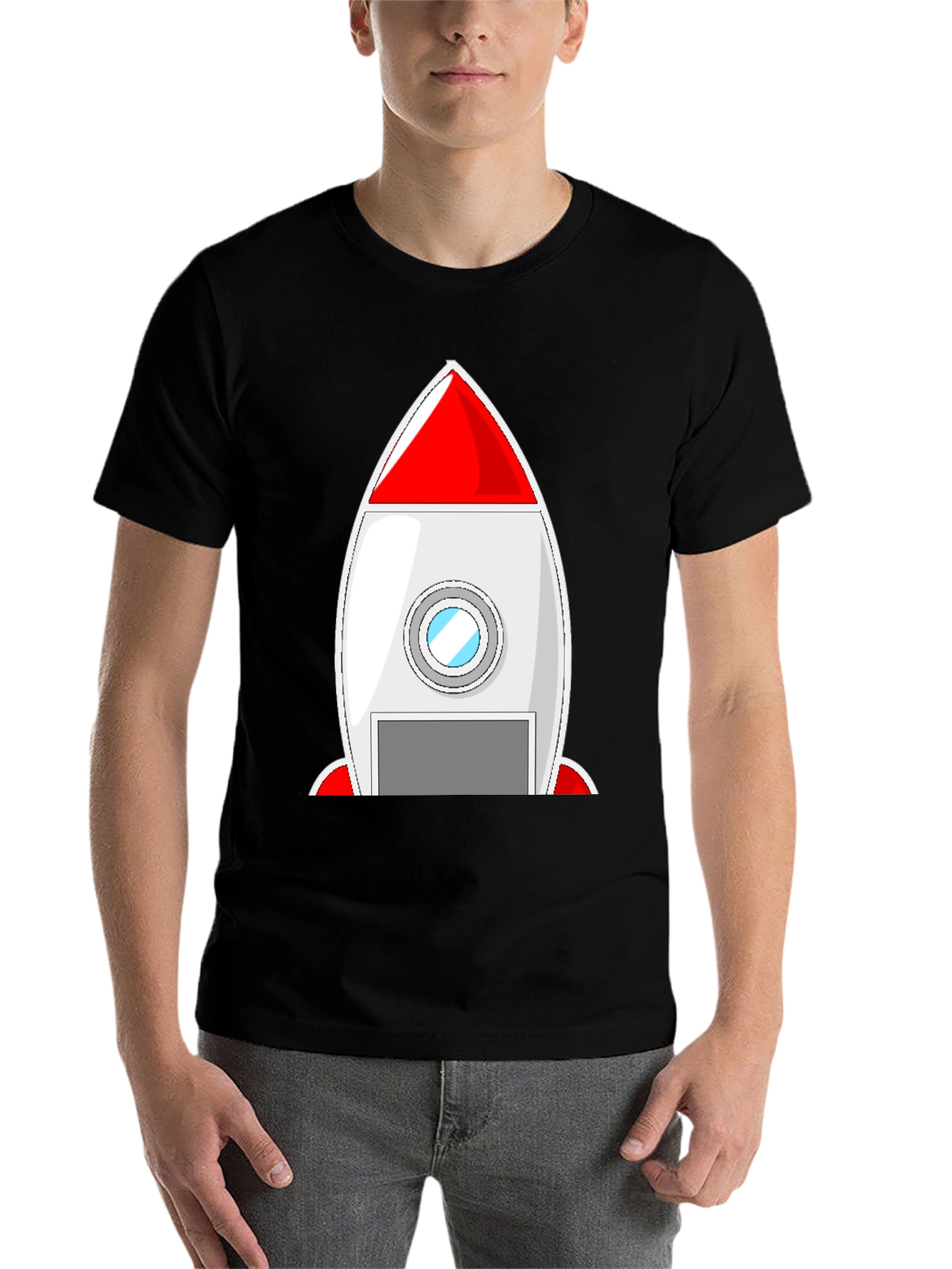 Black Rocket Ship Graphic Tee - Blast Off in Style! view 7