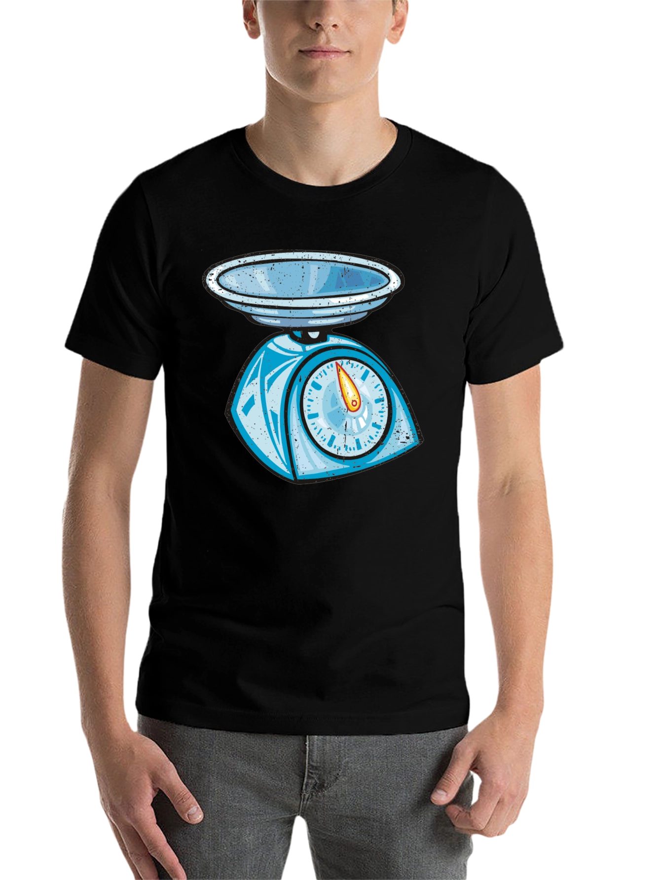 Black Vintage Style Kitchen Scale Graphic Tee - Black view 7