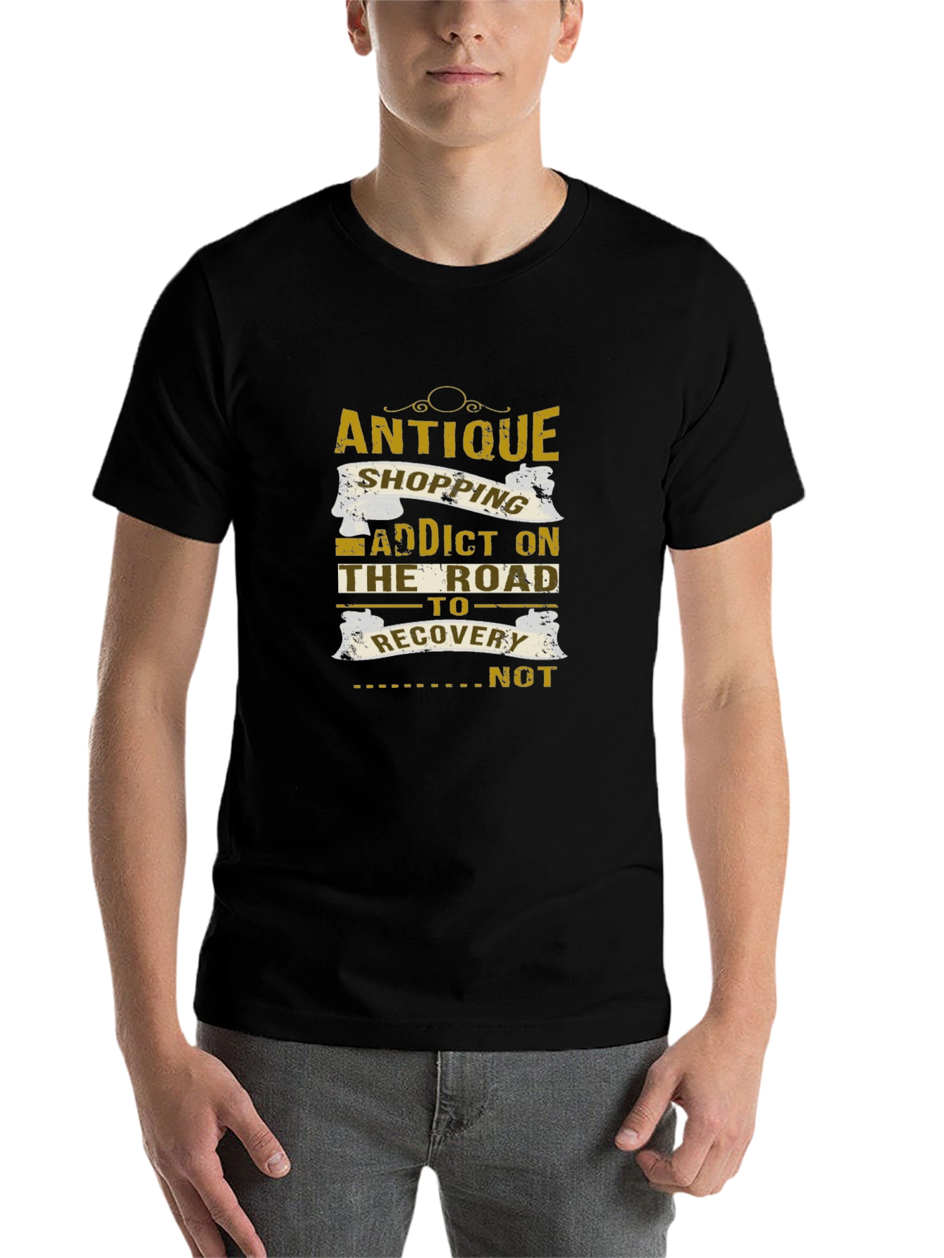 Black Antique Shopping Addict T-Shirt view 7