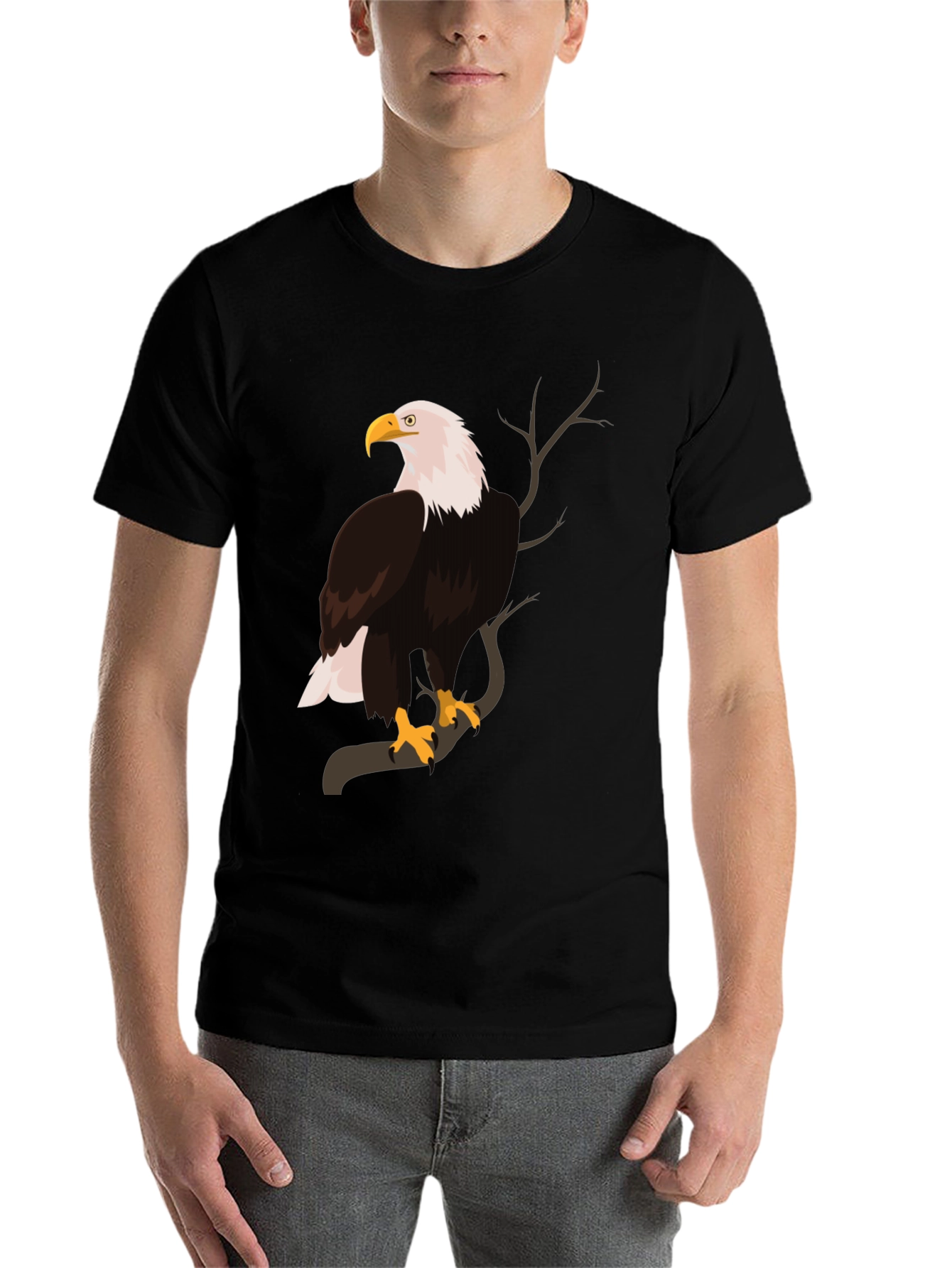 Black Bald Eagle Graphic Print T-Shirt view 7