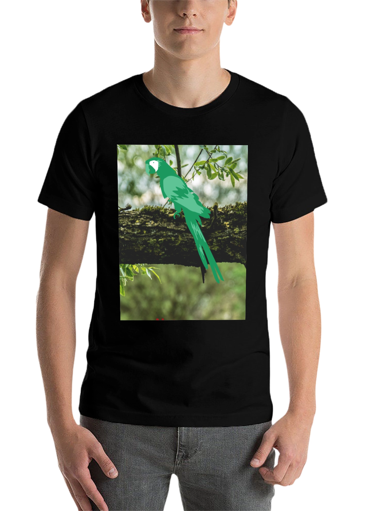 Black Parrot Graphic Tee - Nature Inspired Print view 7