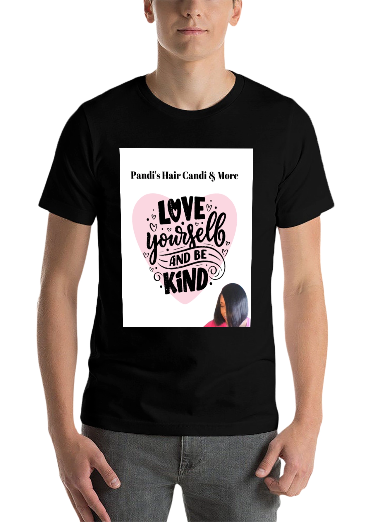 Black Pandi's Hair Candi & More 'Love Yourself and Be Kind' Graphic T-Shirt view 7