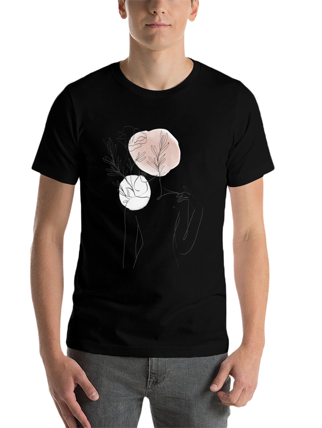 Black Abstract Line Art Graphic T-Shirt view 7