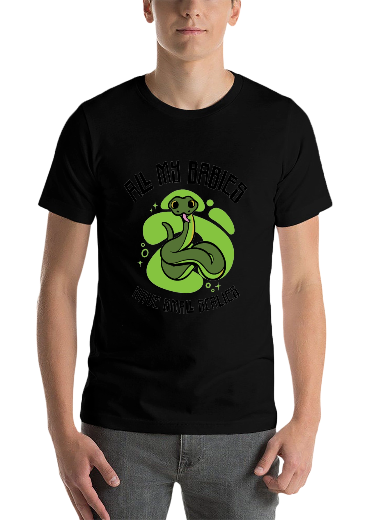 Black Snake Babies T-Shirt - Small Scalies Design view 7
