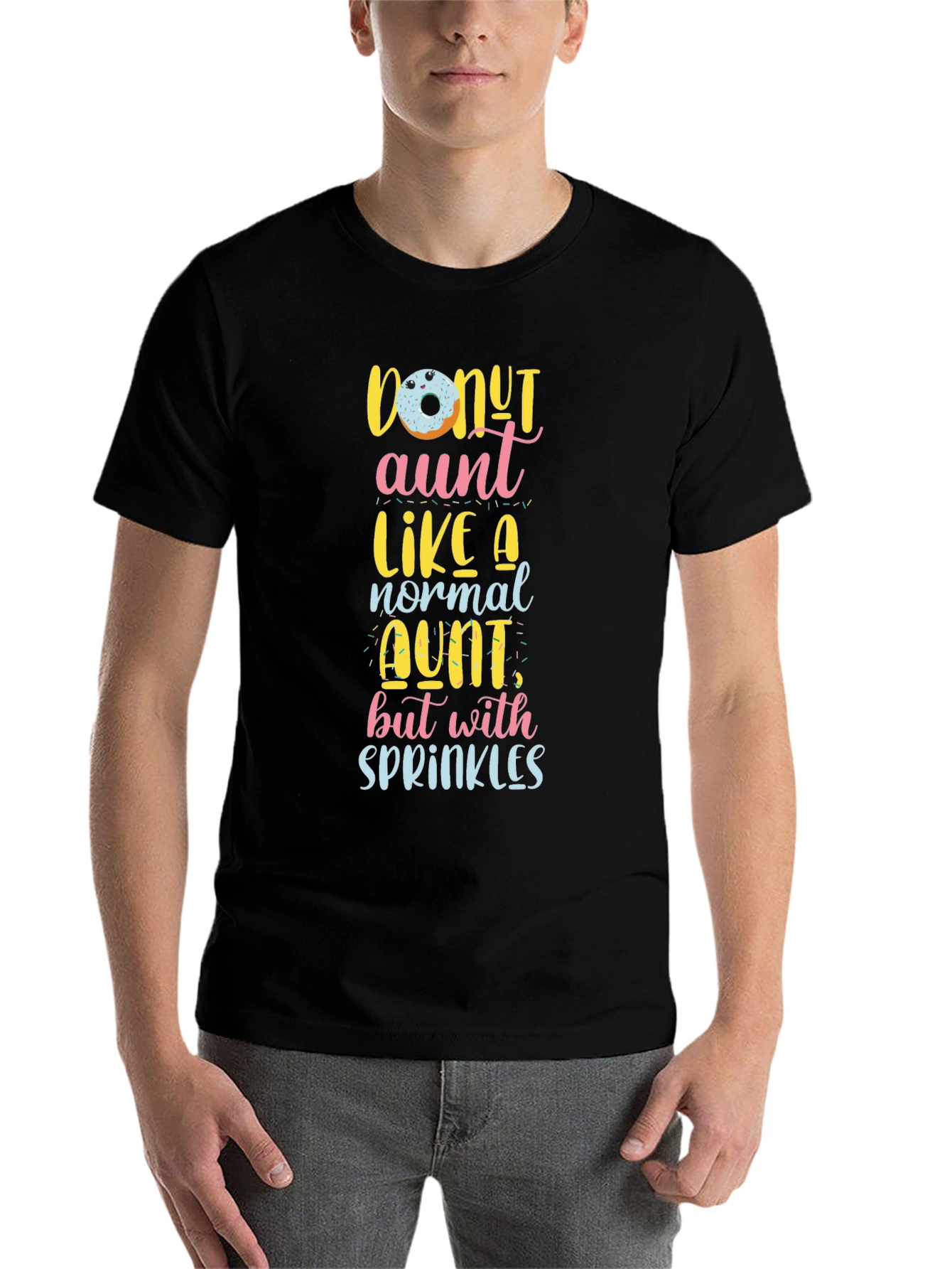 Black Donut Aunt Graphic Tee - Fun Aunt Shirt view 7