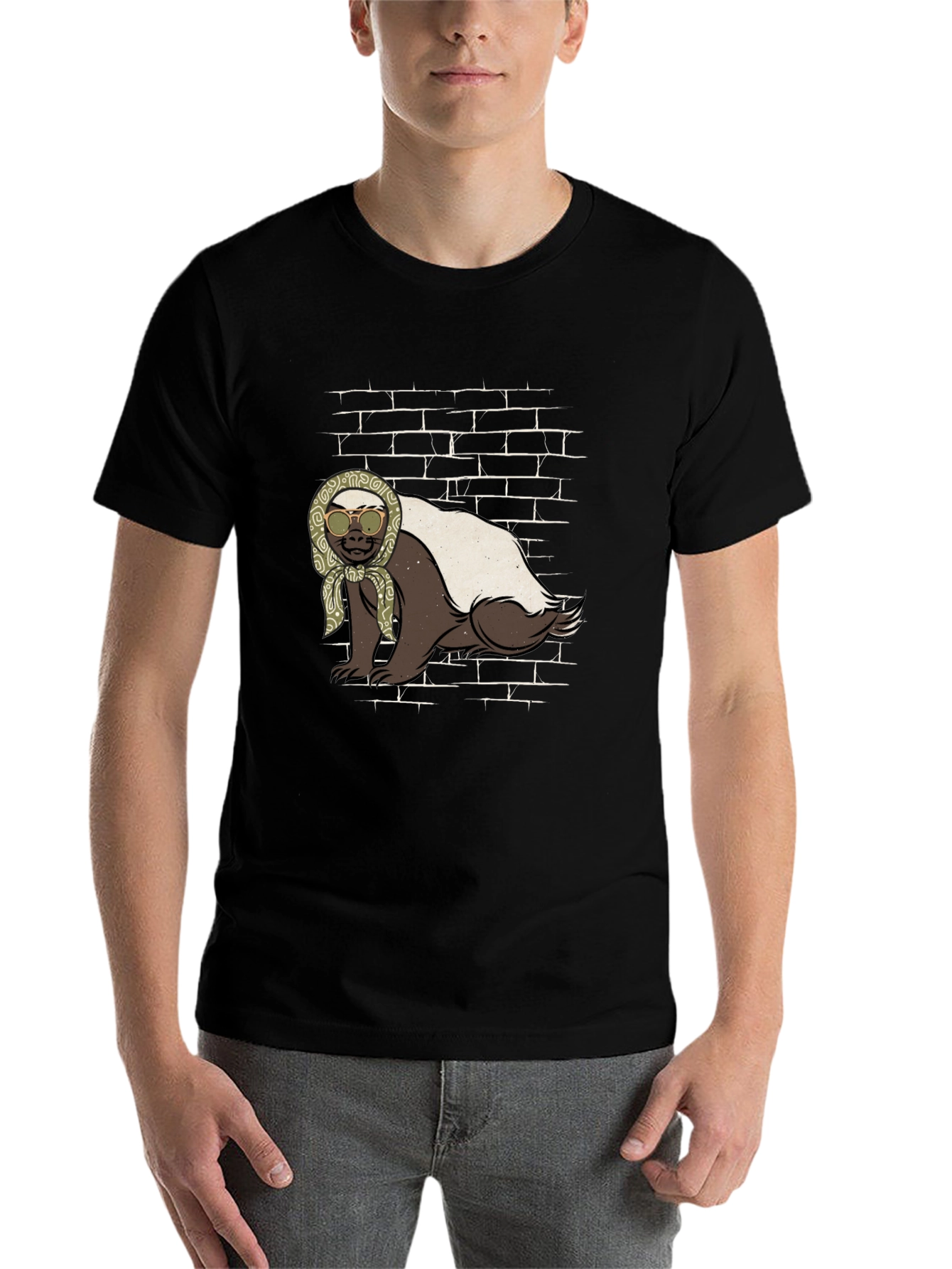 Black Honey Badger T-Shirt - Babushka Style view 7