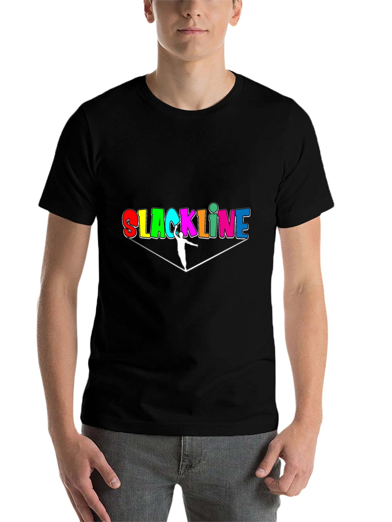 Black Slackline T-Shirt - Colorful Design view 7