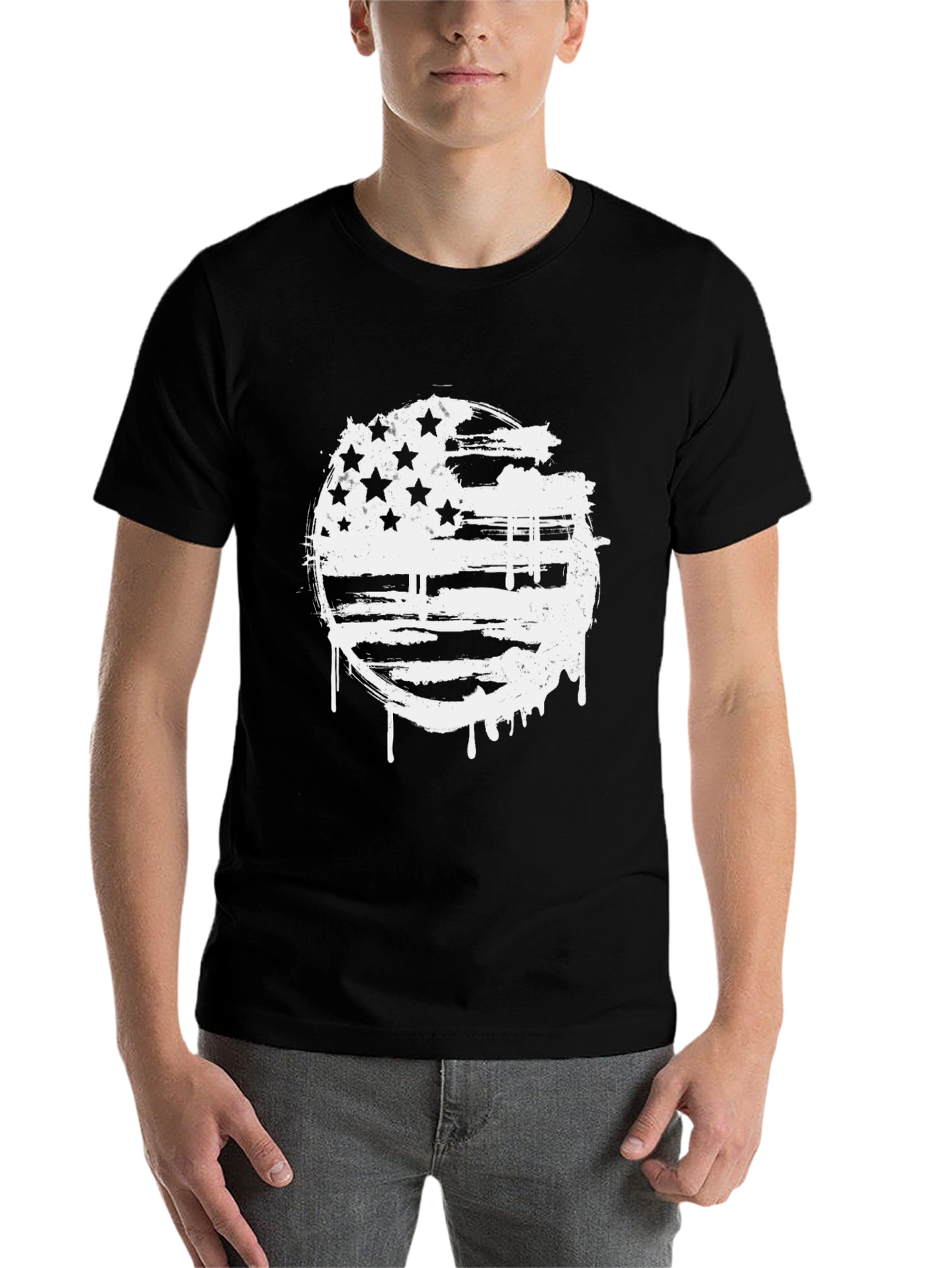 Black American Flag Graphic Black Tee view 7