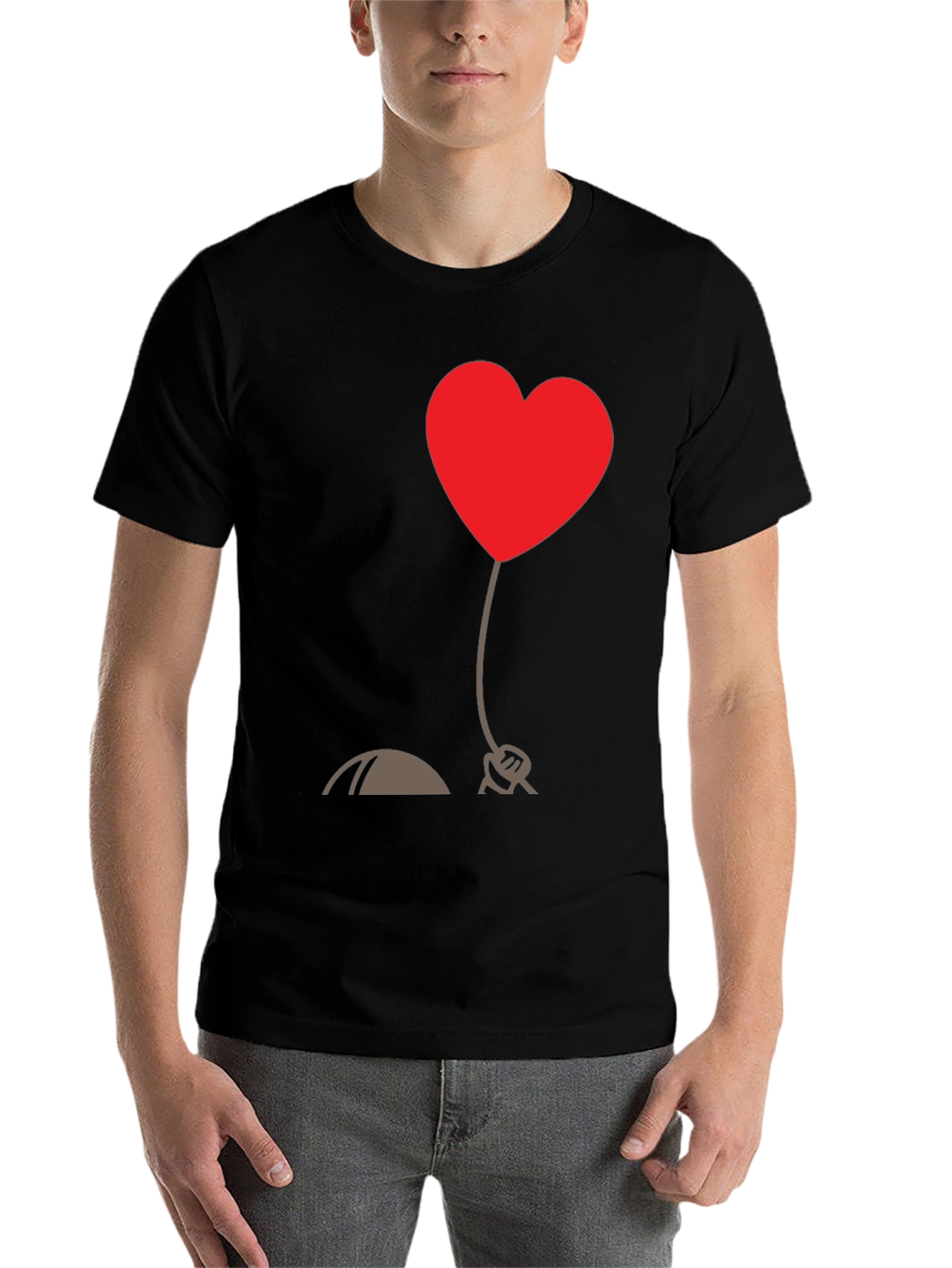 Black Heart Balloon Graphic Tee - Stylish Black T-Shirt view 7