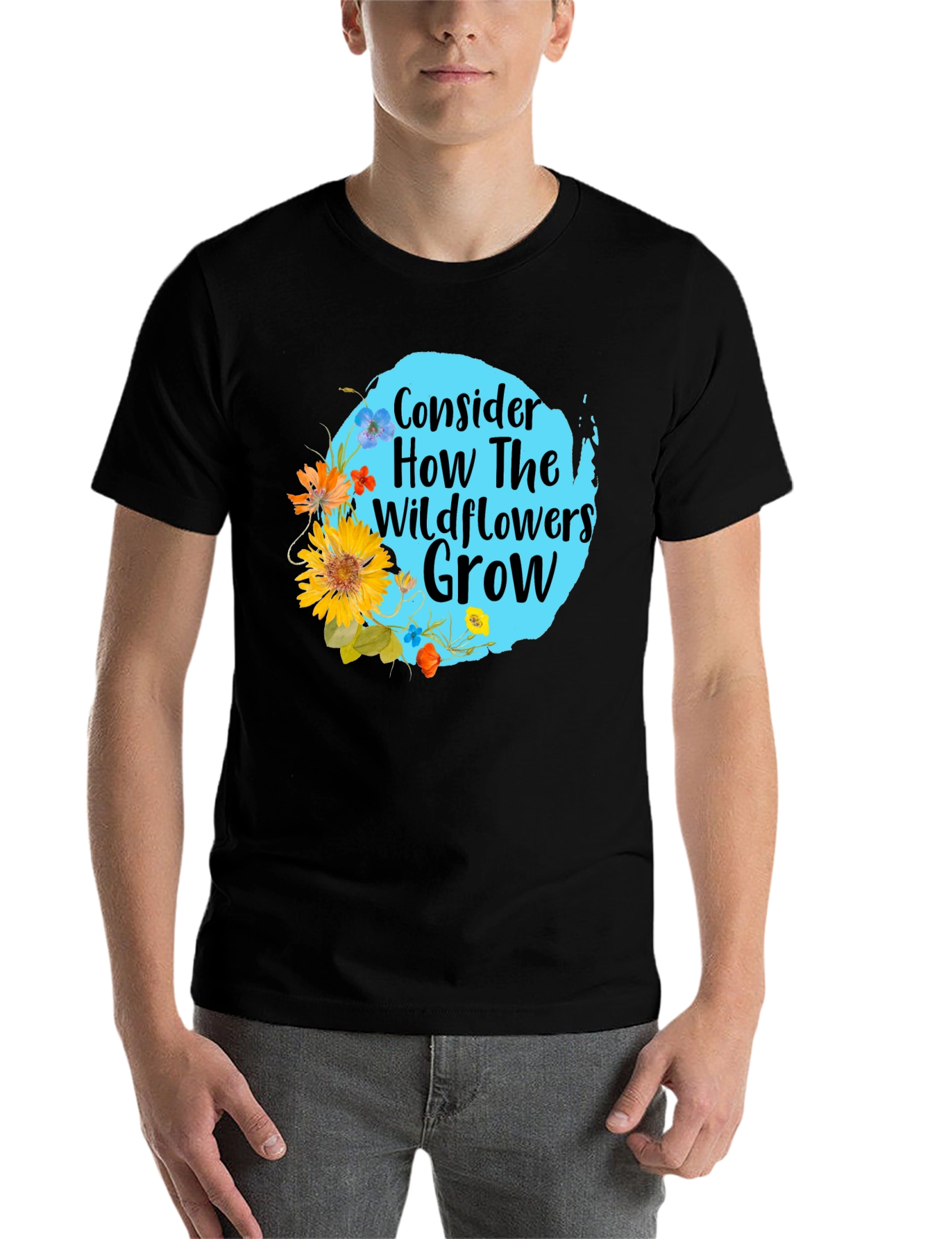 Black Wildflower Graphic Tee - Consider How They Grow view 7