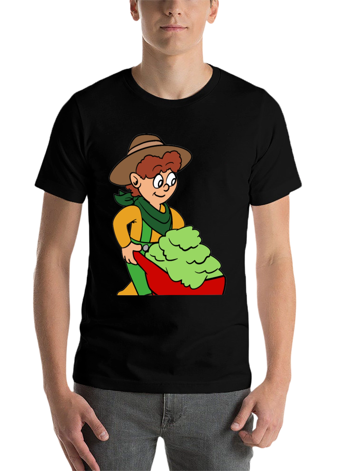 Black Cartoon Cowboy Avocado T-Shirt view 7