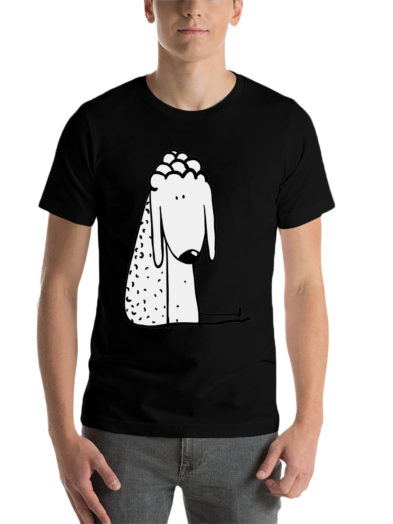 Black Modern Sheep Graphic Black T-Shirt view 7