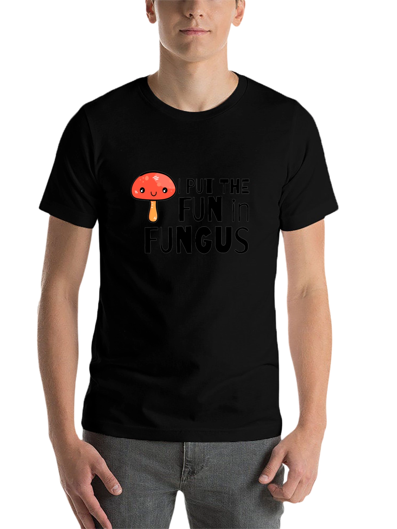 Black Funny Mushroom Pun T-Shirt - I Put The Fun In Fungus! view 7