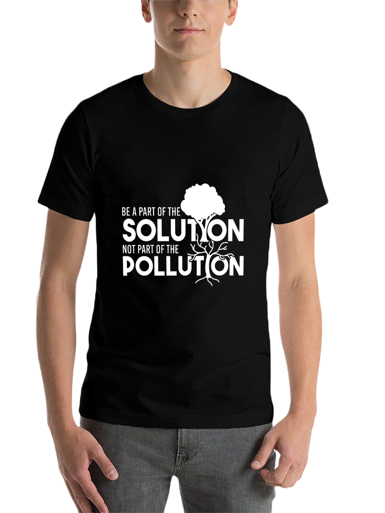 Black Eco-Friendly Graphic T-Shirt - Solution, Not Pollution view 7