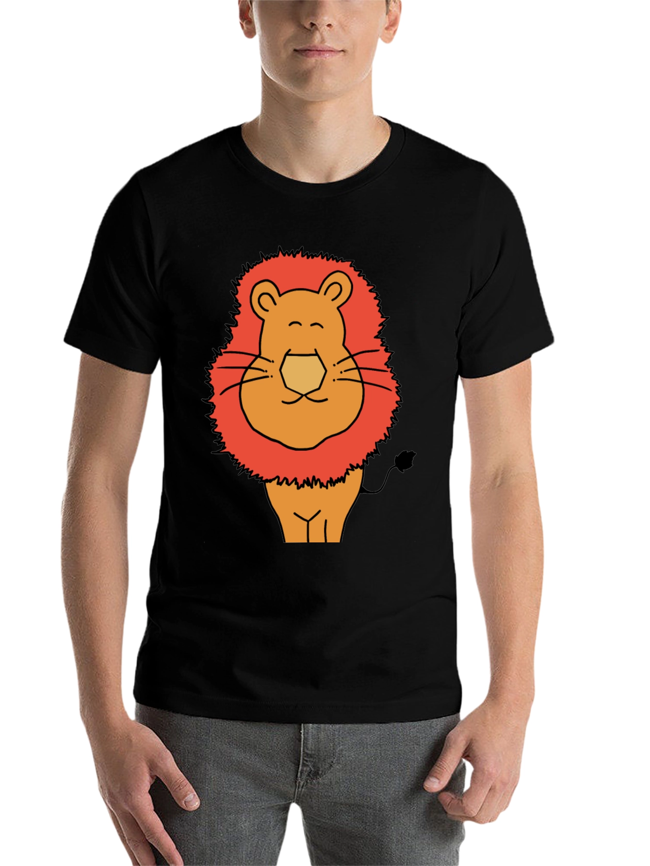 Black Funny Lion Graphic Tee - Men's Black T-Shirt view 7