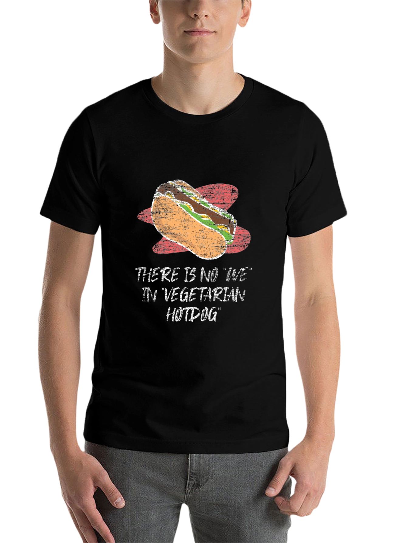 Black Vegetarian Hotdog T-Shirt Funny Hot Dog Lover Tee view 7