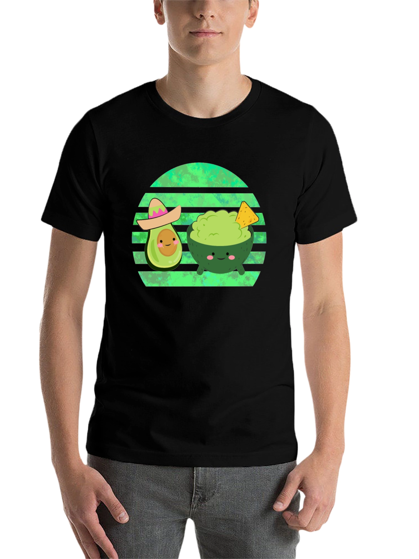 Black Cute Avocado Guac T-Shirt - Foodie Fun! view 7