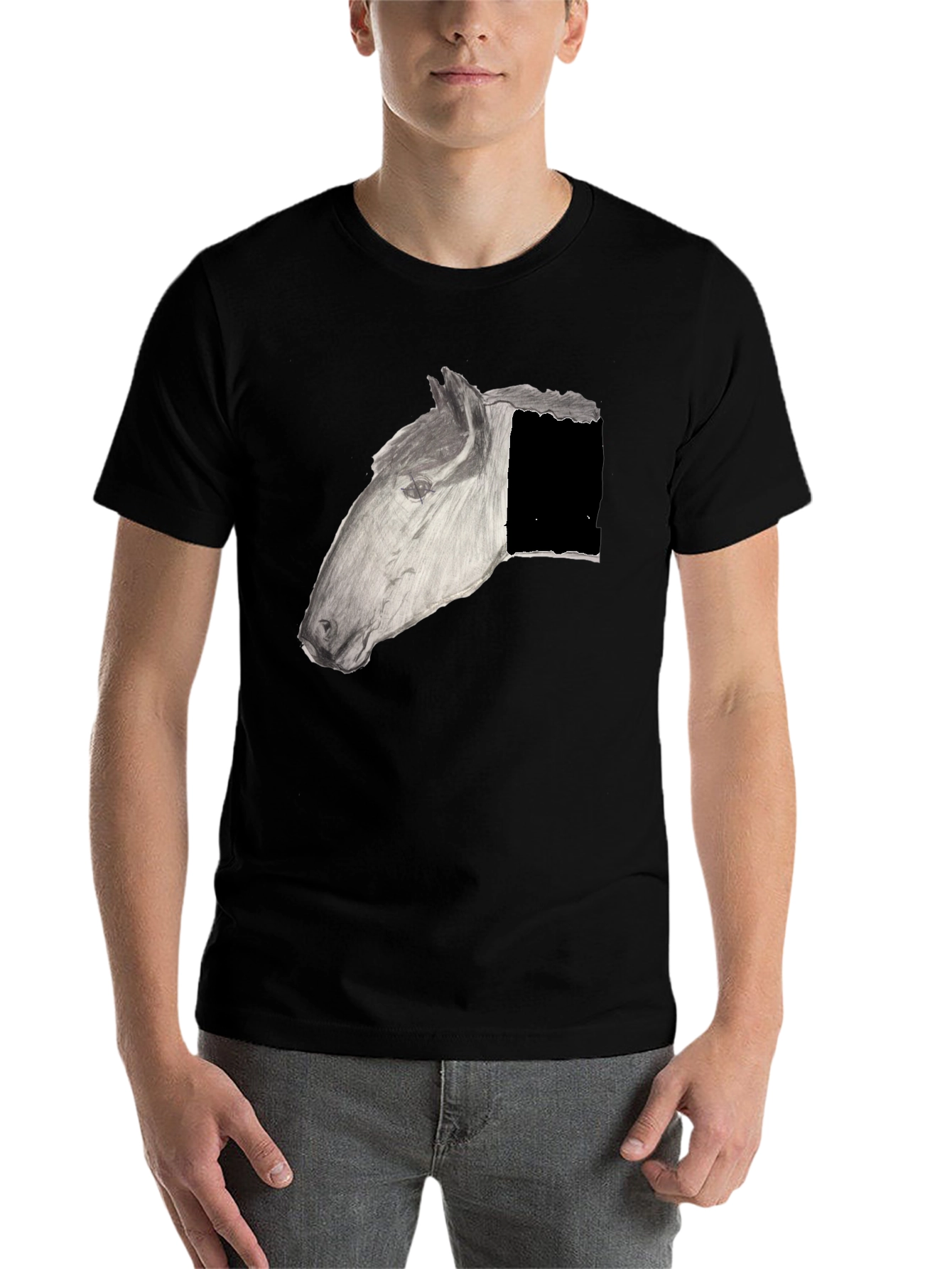 Black Horse Graphic Black T-Shirt view 7