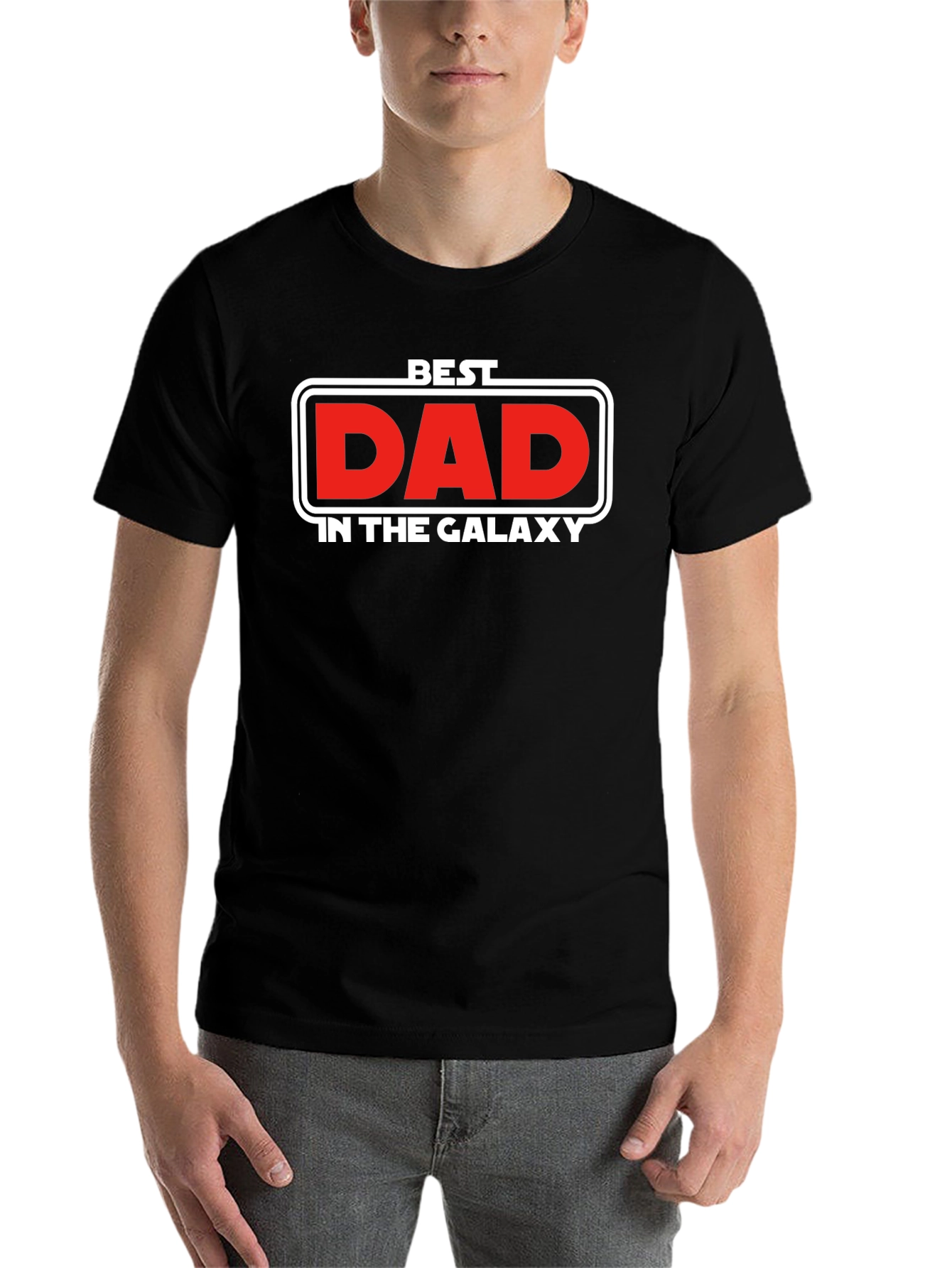 Black Best Dad in the Galaxy T-Shirt view 7