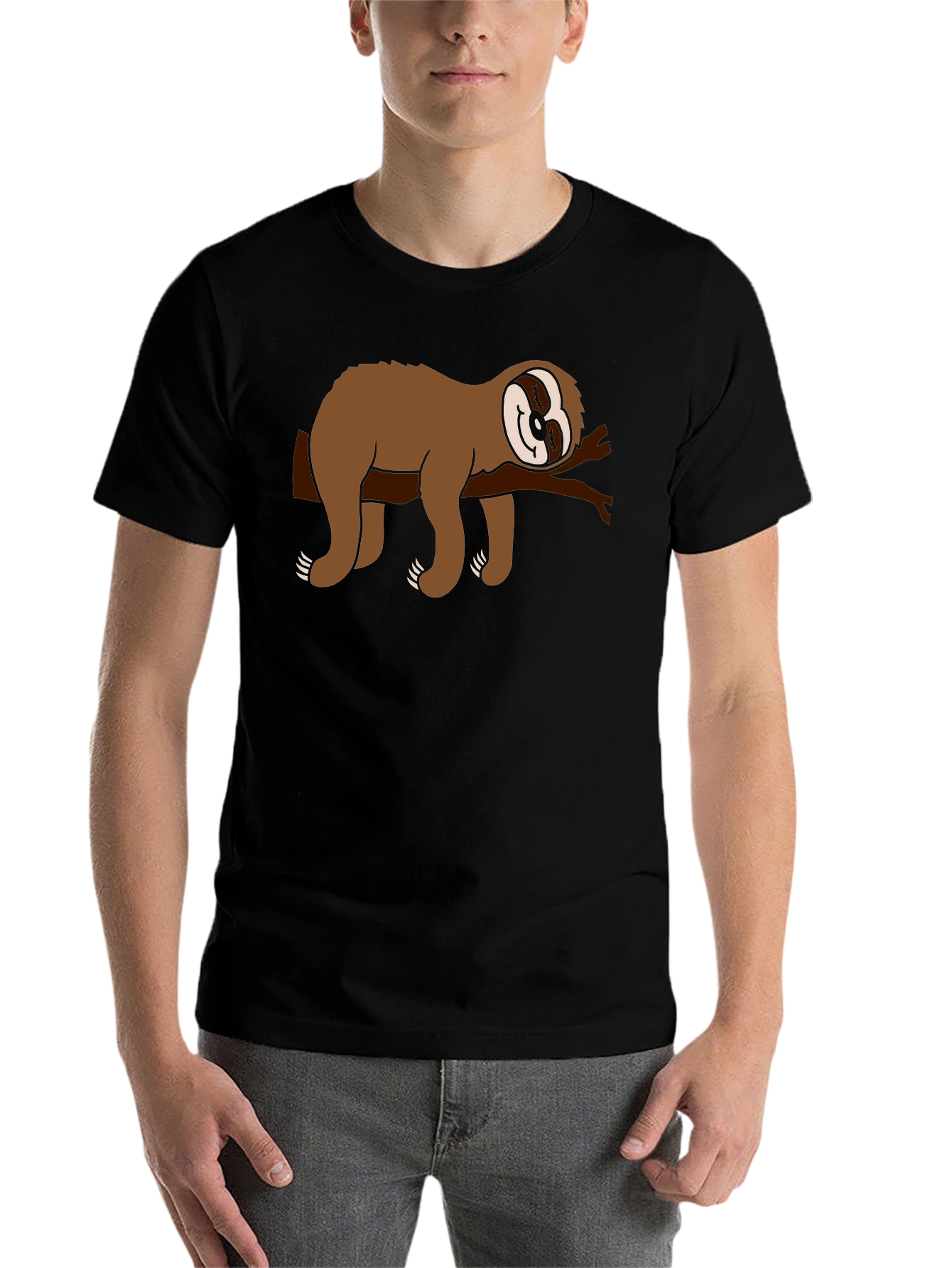 Black Chill Sloth Graphic Tee - Comfy Black T-Shirt view 7