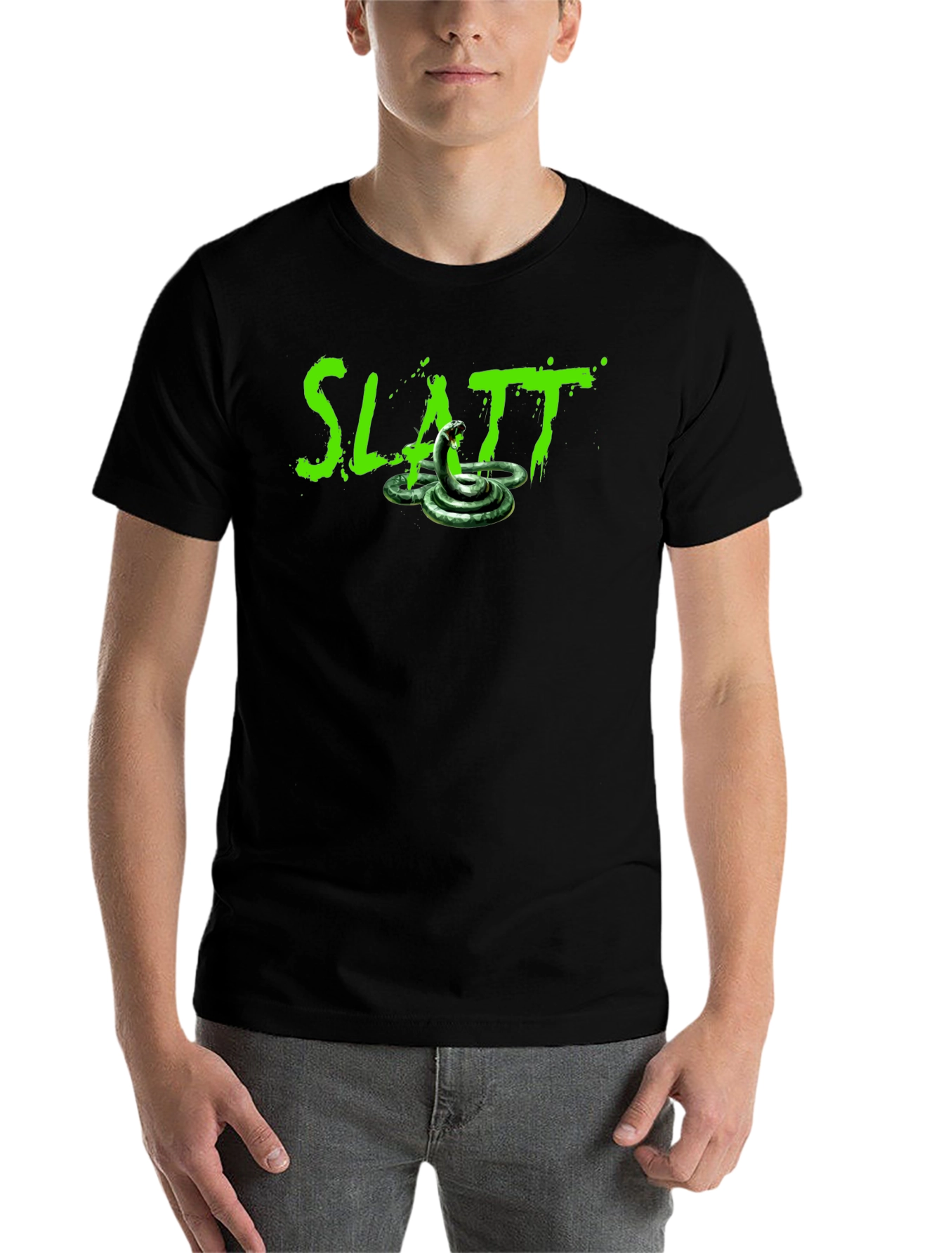 Black Slatt Snake Graphic Tee - Black Cotton T-Shirt view 7
