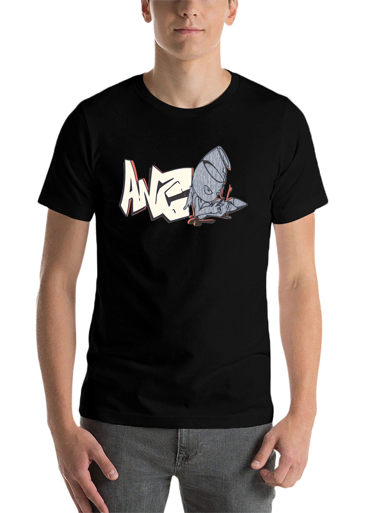 Black Graphic Black T-Shirt - Retro Cartoon Design view 7