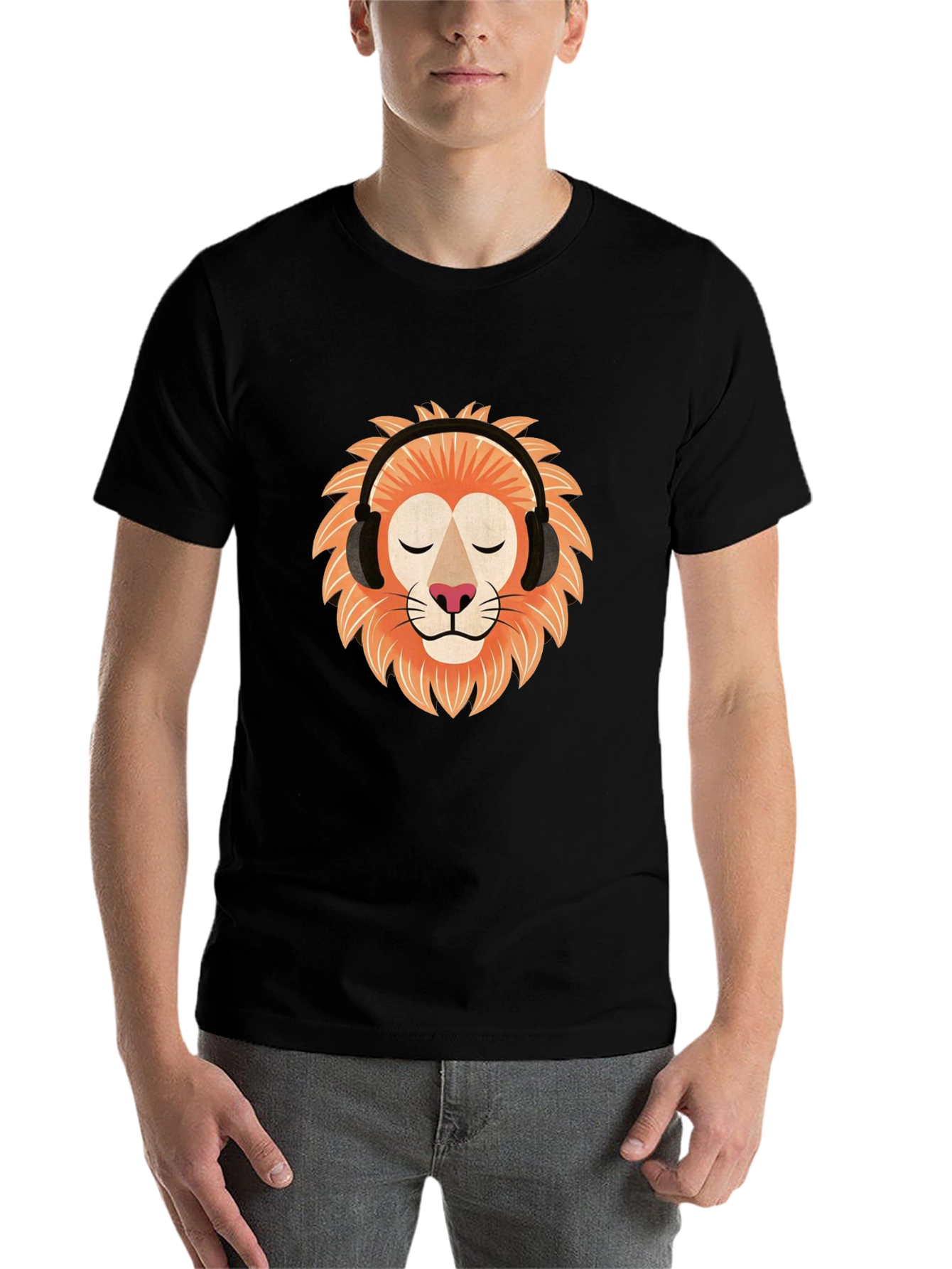 Black Lion Headphone Graphic Tee - Black Cotton view 7