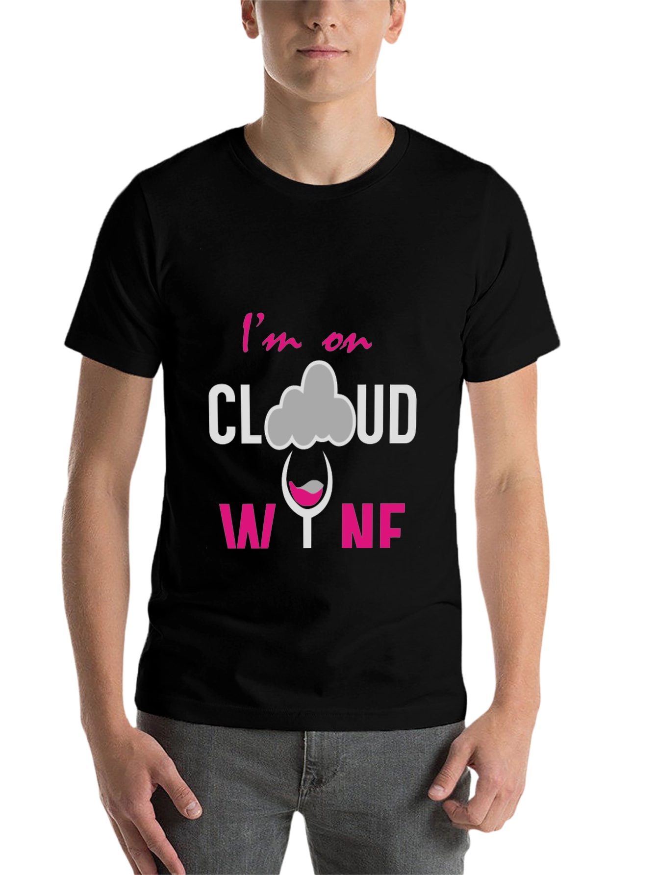 Black I'm on Cloud Wine Graphic T-Shirt view 7