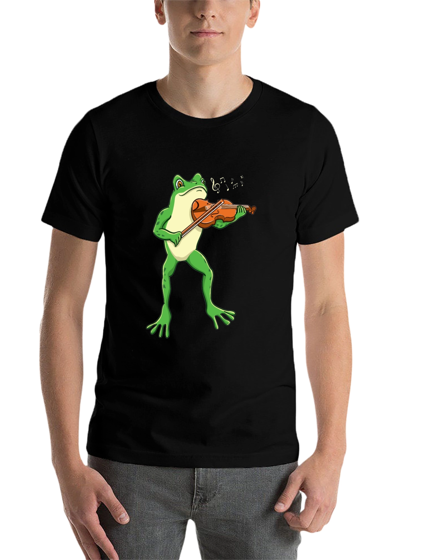 Black Frog Violinist T-Shirt - Funny Music Tee view 7