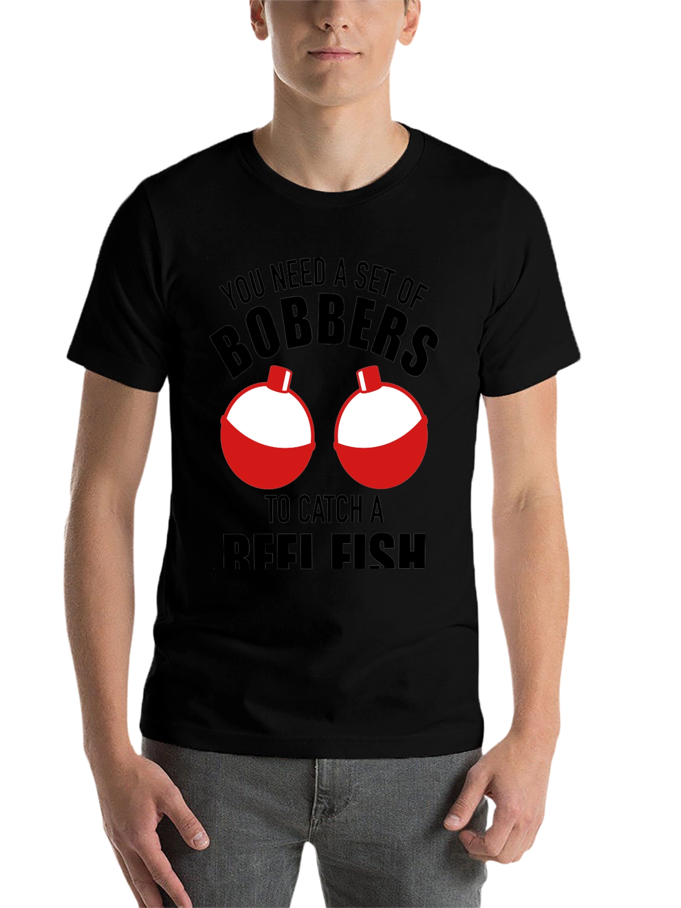 Black Funny Fishing Bobbers T-Shirt - Catch Reelfish view 7