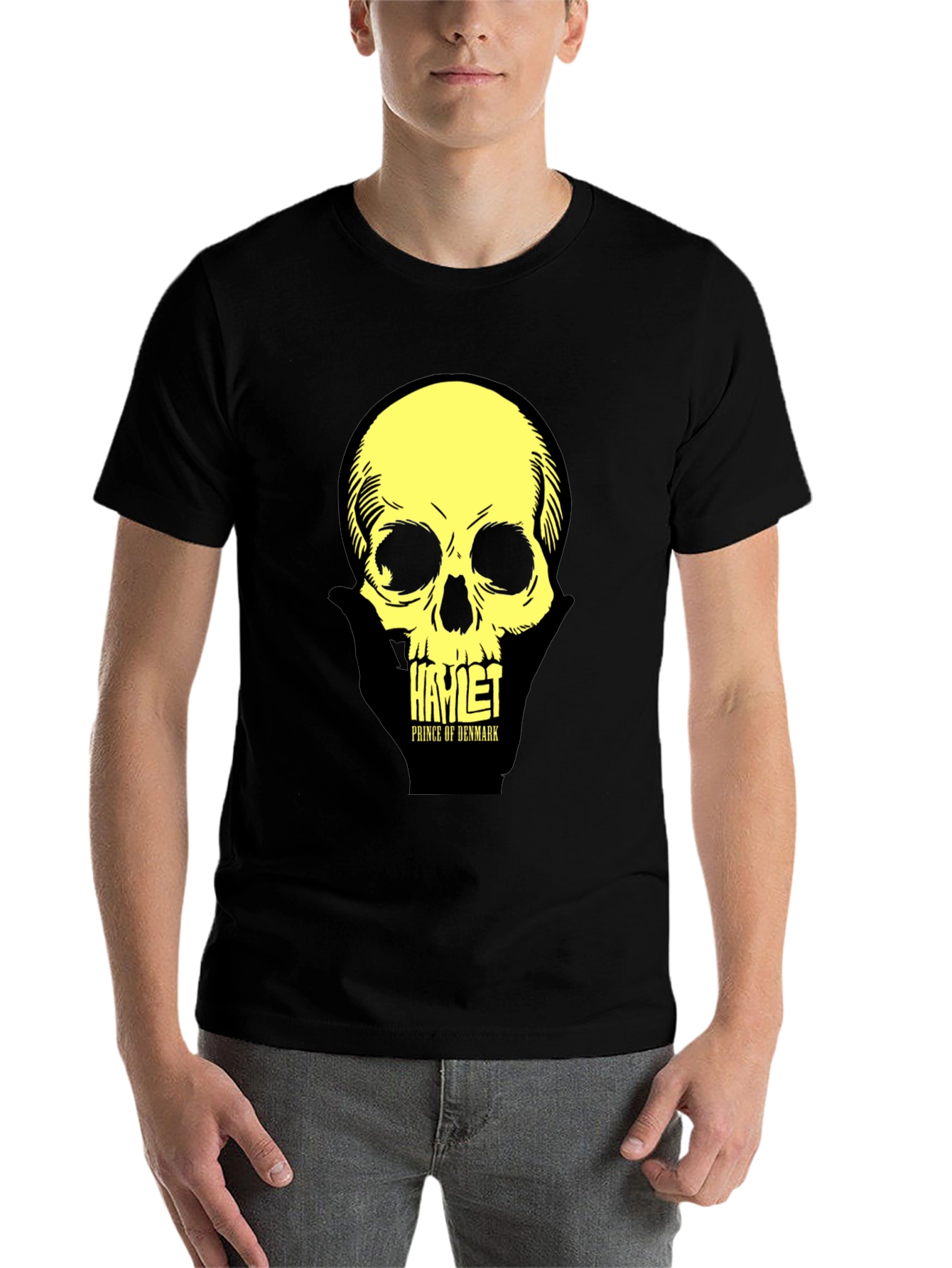Black Hamlet Skull T-Shirt: Prince of Denmark Graphic Tee view 7
