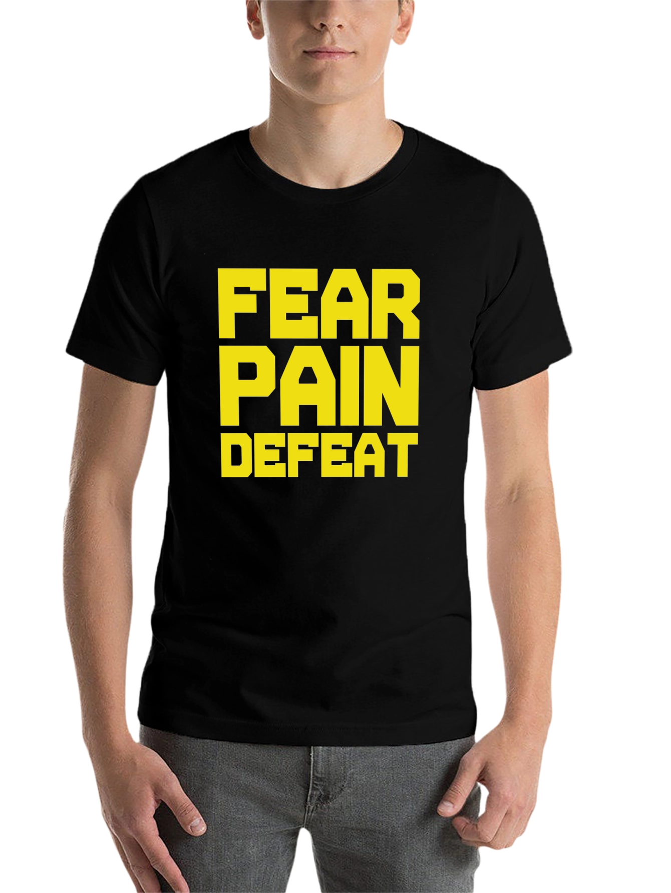 Black Fear Pain Defeat Graphic Tee - Black view 7