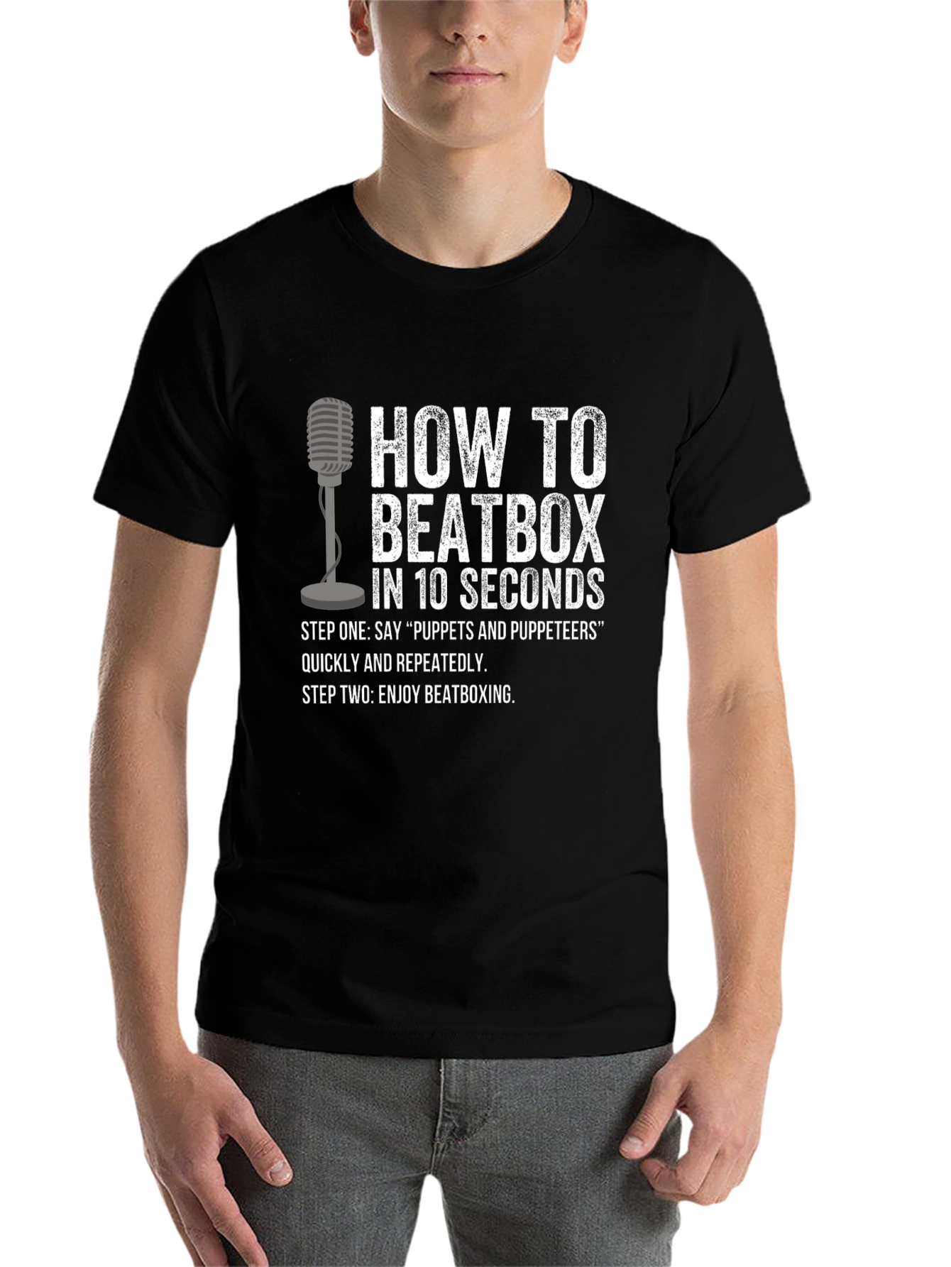 Black How To Beatbox Graphic T-Shirt view 7
