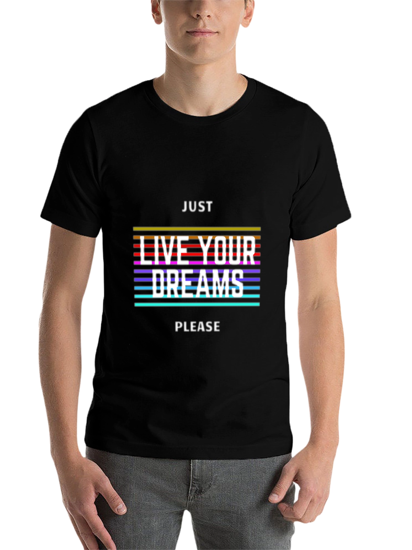Black Just Live Your Dreams Graphic Tee view 7